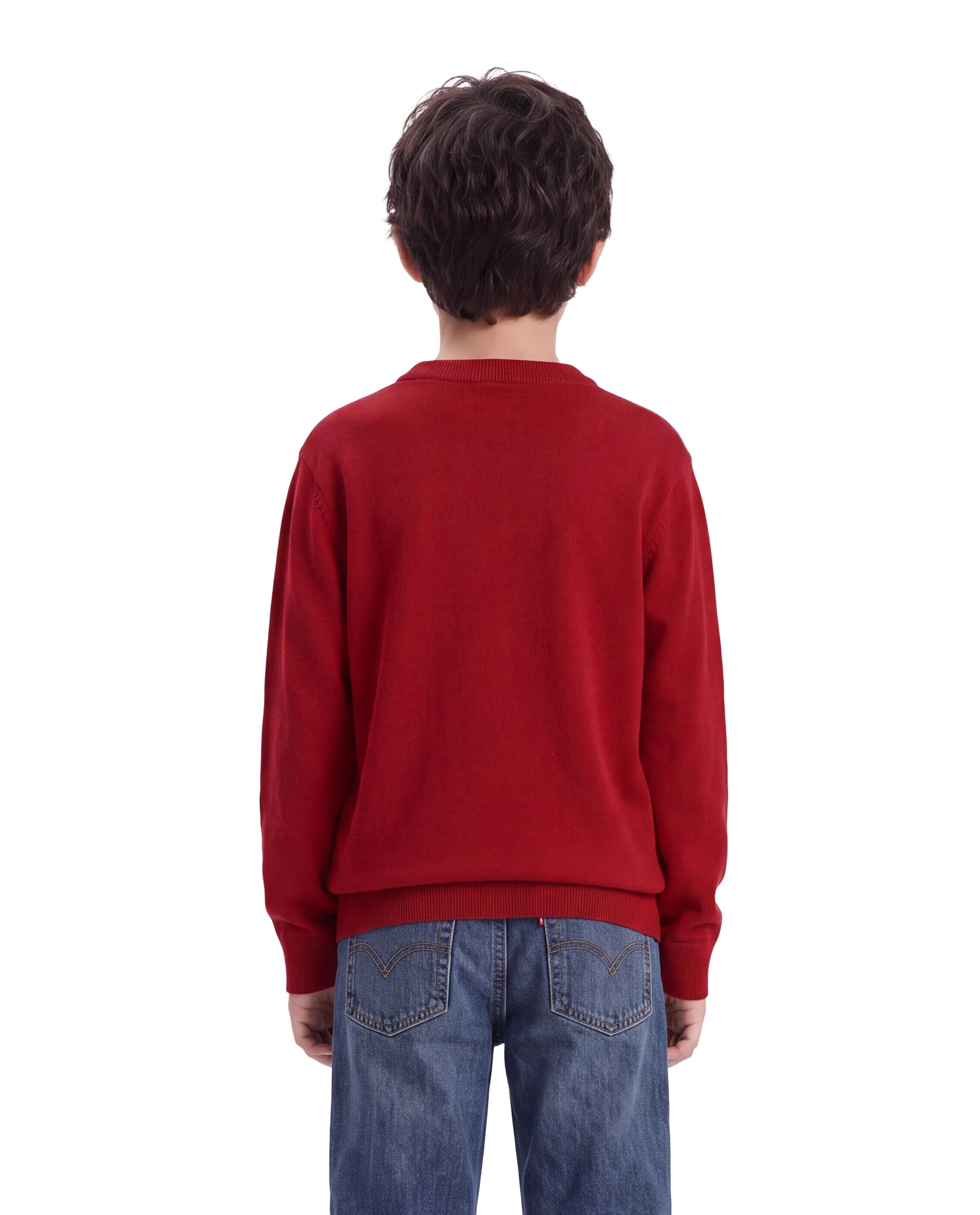 Rare Ones Kids Mipo-26 Red Acrylic Fabric Pull-On Closure Regular Fit Graphic Print Sweater