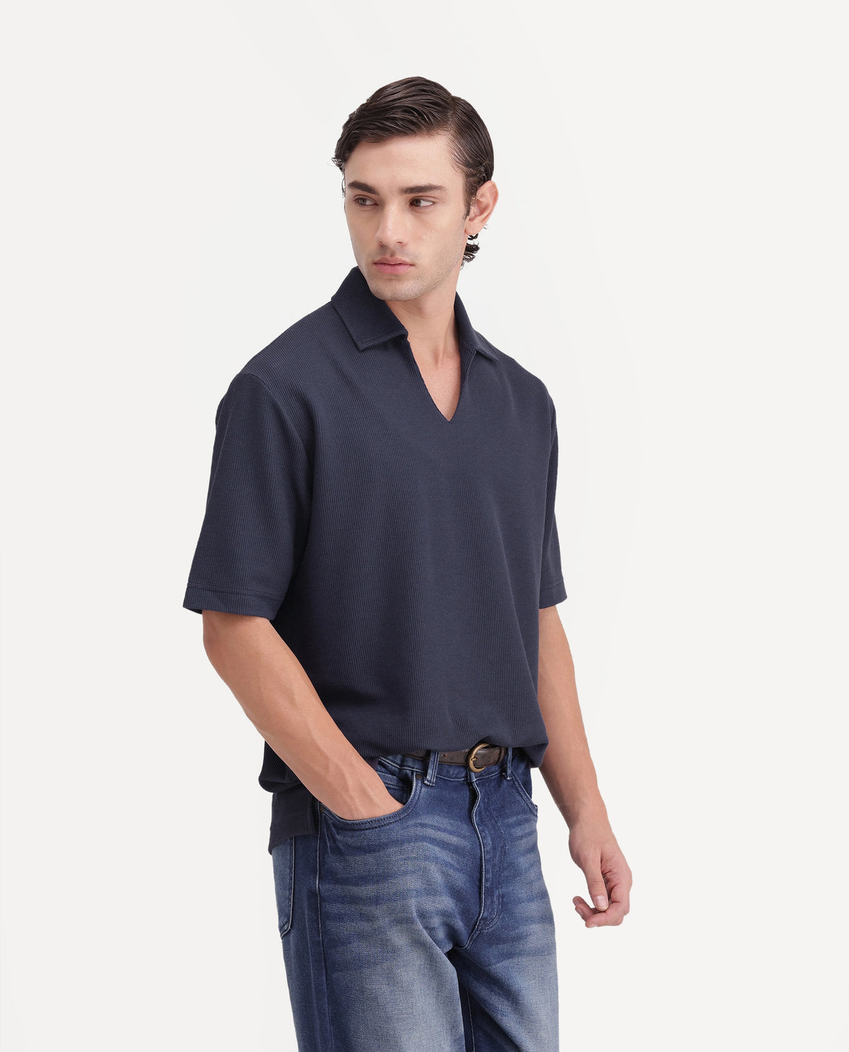 Rare Rabbit Men's Grat Purple Polyester Blend Spread Collar Regular Jacquard Polo