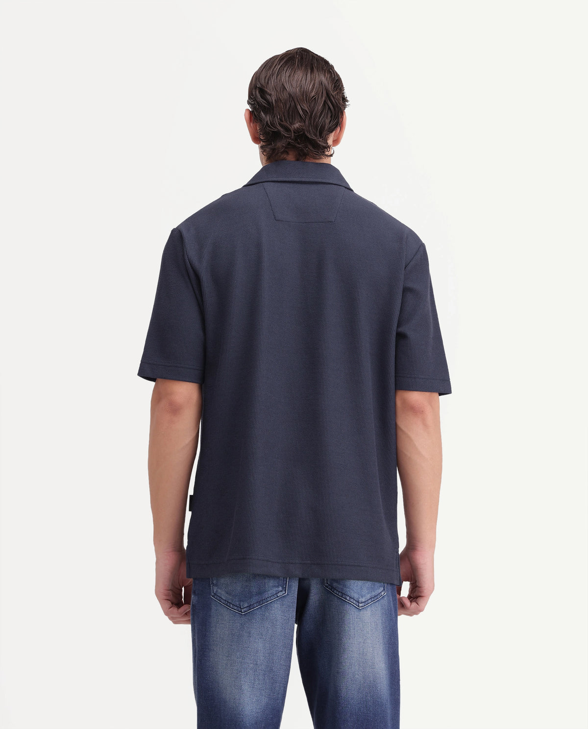 Rare Rabbit Men's Grat Purple Polyester Blend Spread Collar Regular Jacquard Polo