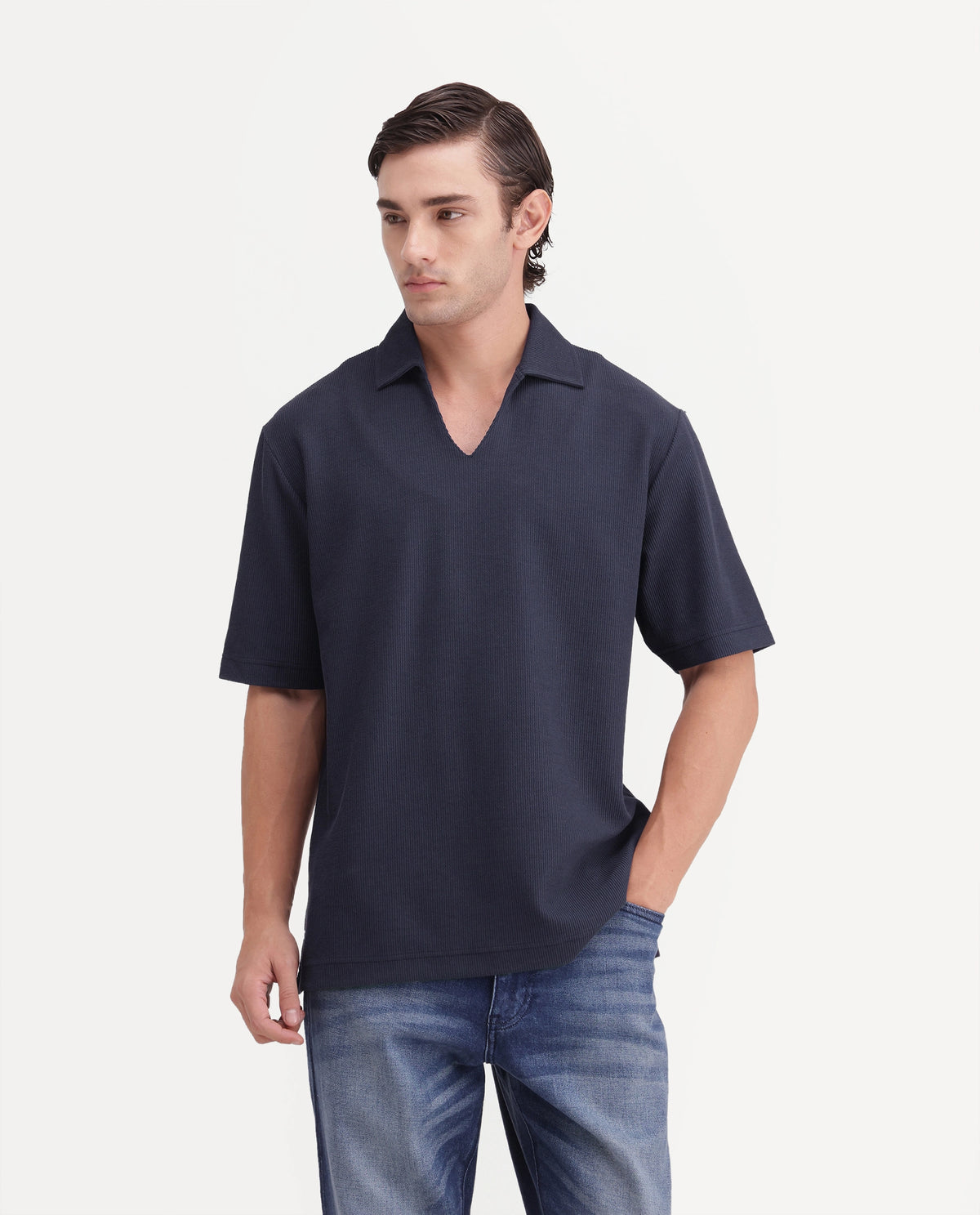 Rare Rabbit Men's Grat Purple Polyester Blend Spread Collar Regular Jacquard Polo
