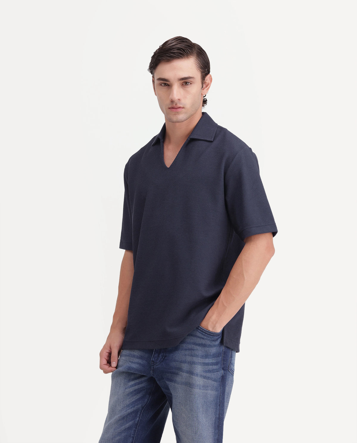 Rare Rabbit Men's Grat Purple Polyester Blend Spread Collar Regular Jacquard Polo