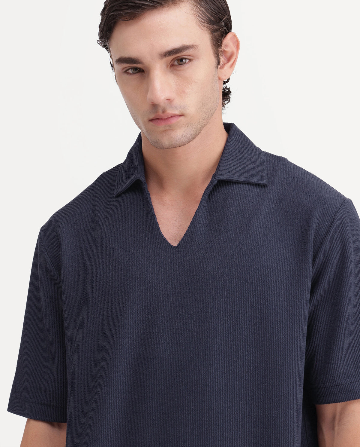 Rare Rabbit Men's Grat Purple Polyester Blend Spread Collar Regular Jacquard Polo