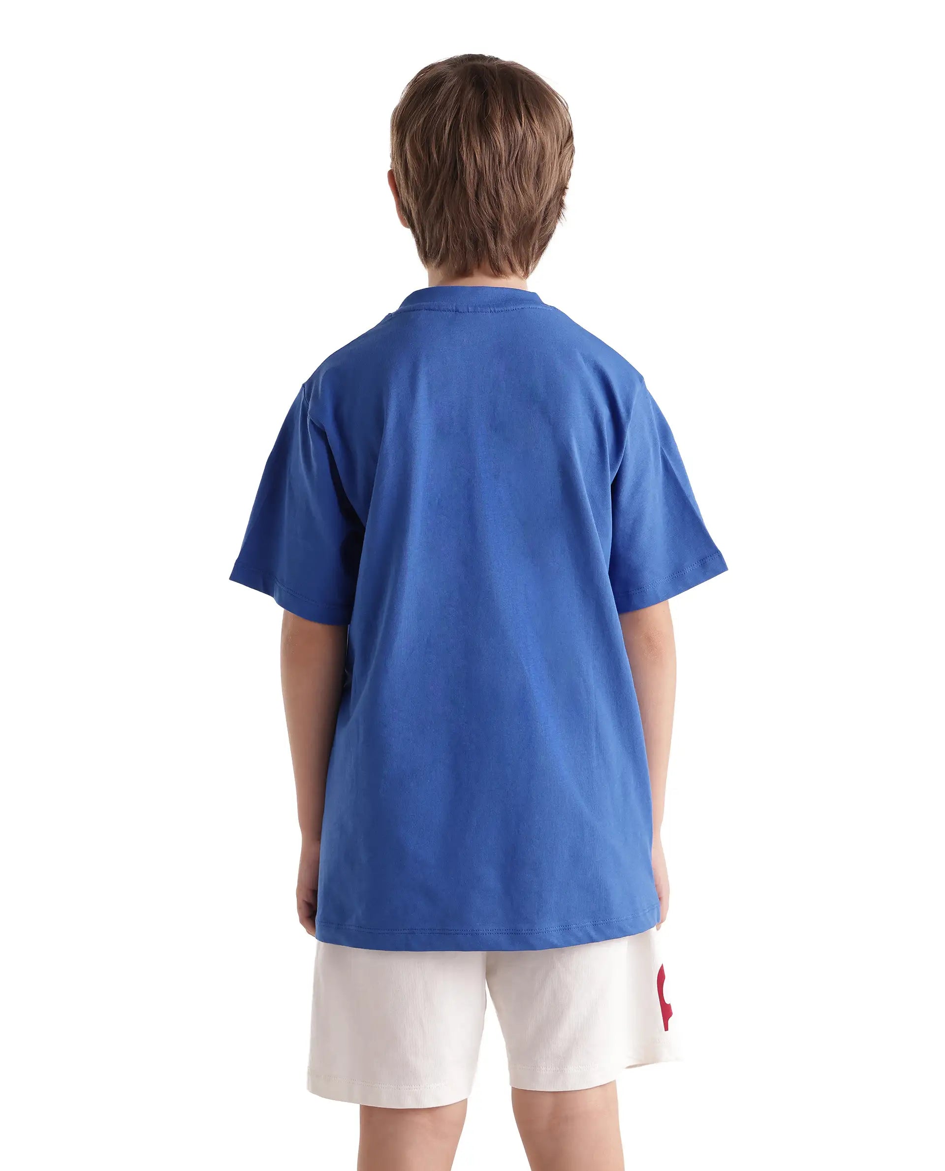Rare Ones Kids Bowen Blue Cotton Fabric Pull-On Regular Fit Graphic Print T-Shirt