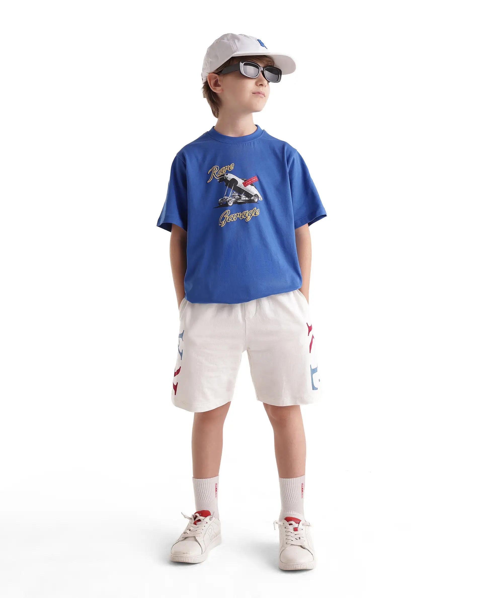 Rare Ones Kids Bowen Blue Cotton Fabric Pull-On Regular Fit Graphic Print T-Shirt