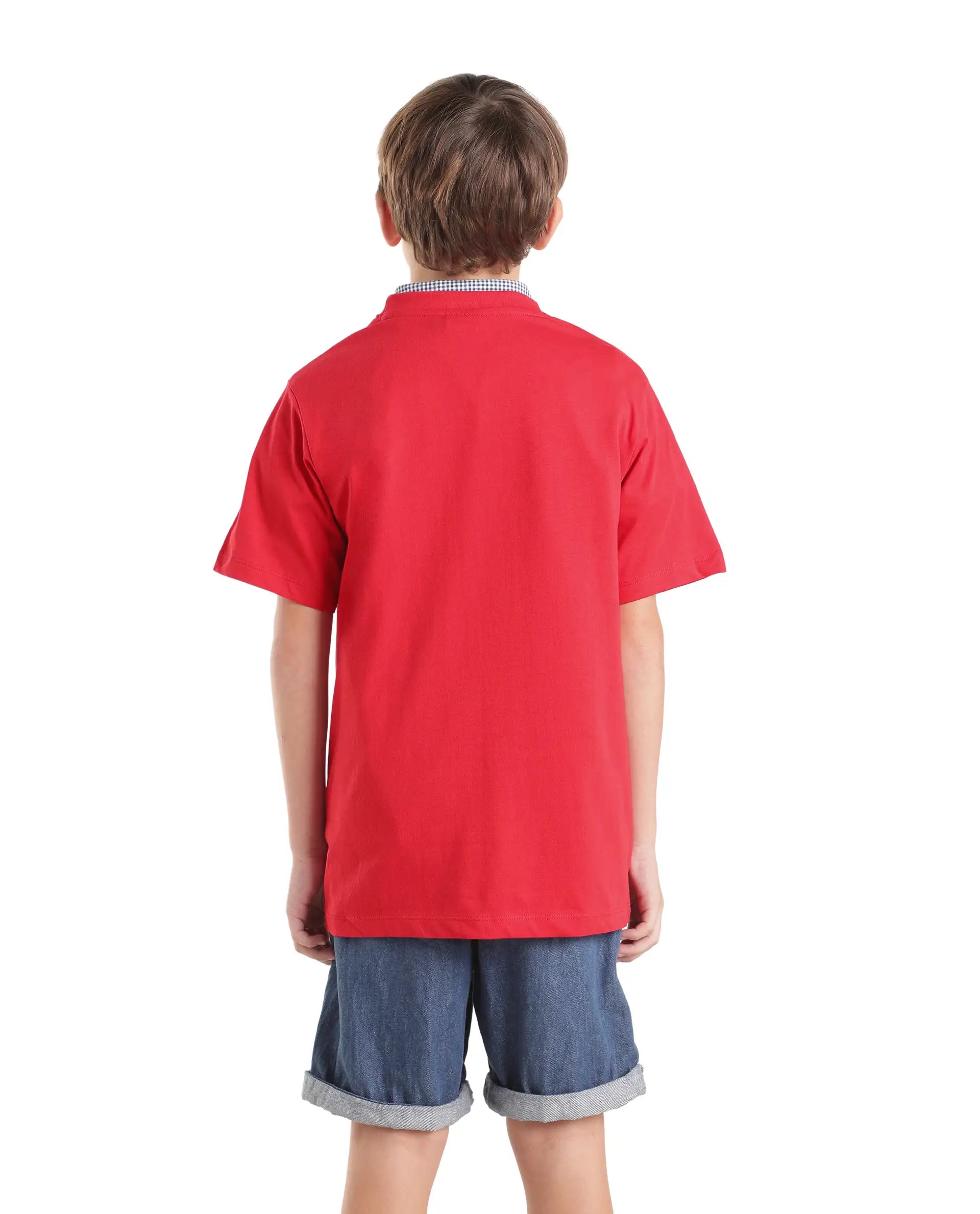 Rare Ones Kids Clyde Red Cotton Fabric Pull-On Regular Fit Graphic Print T-Shirt