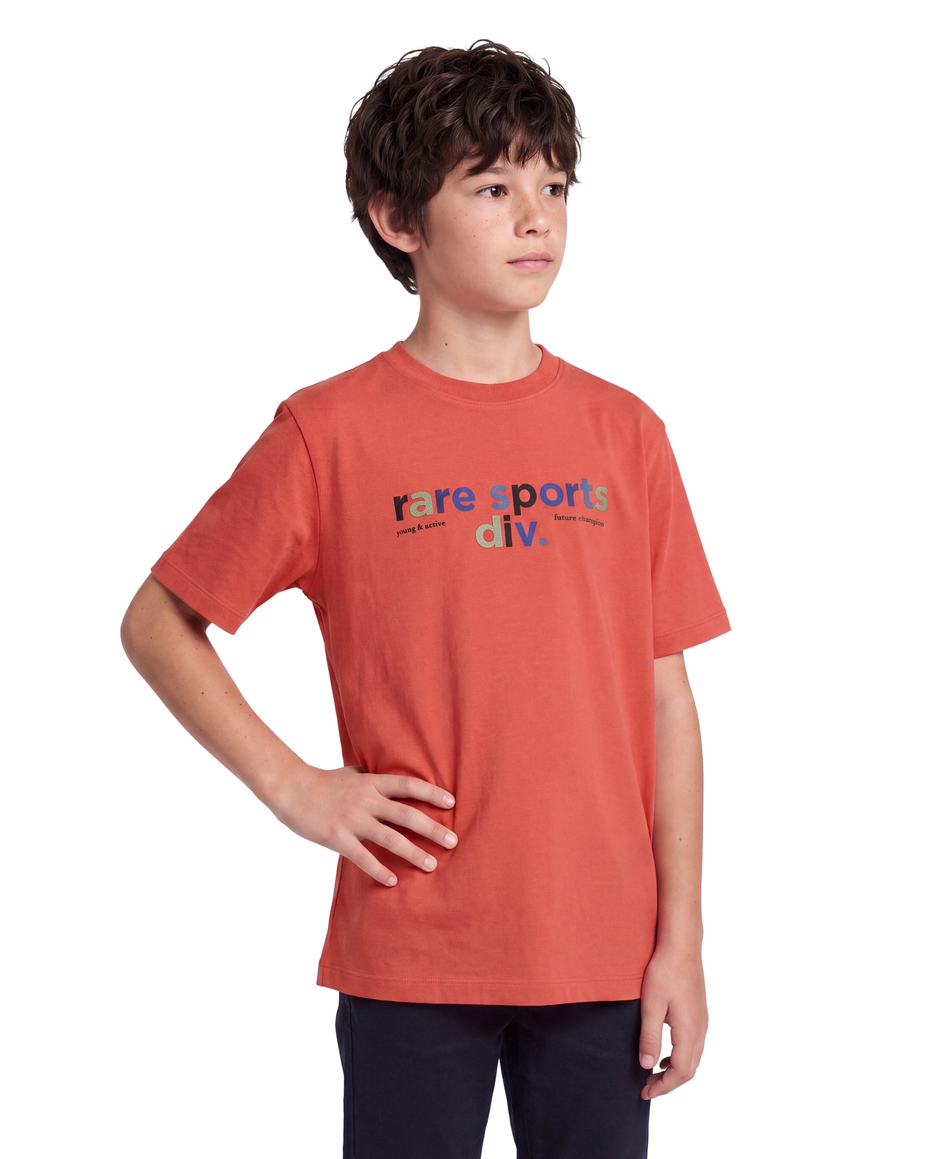 Rare Ones Kids Dale Orange Cotton Blend Fabric Pull-On Regular Fit Graphic Print T-Shirt