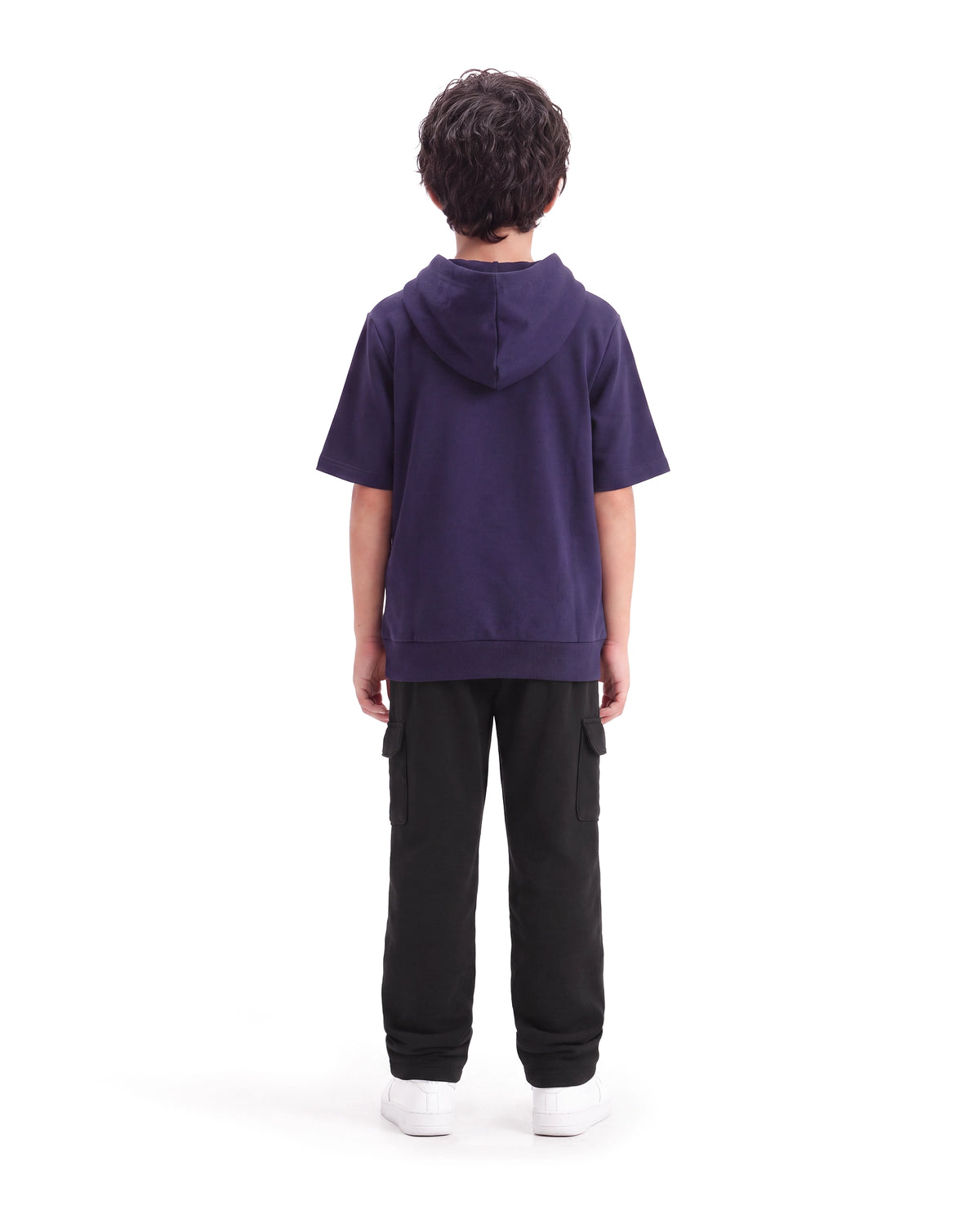 Rare Ones Kids Krio-B Black Cotton Blend Fabric Drawstring Closure Cargo Fit Plain Track Pant