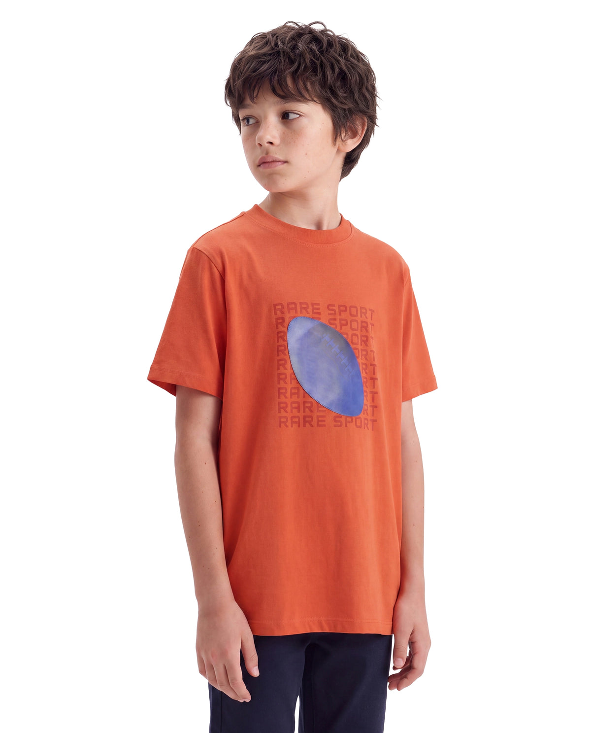 Rare Ones Kids Frans Rust Cotton Blend Fabric Pull-On Regular Fit Graphic Print T-Shirt