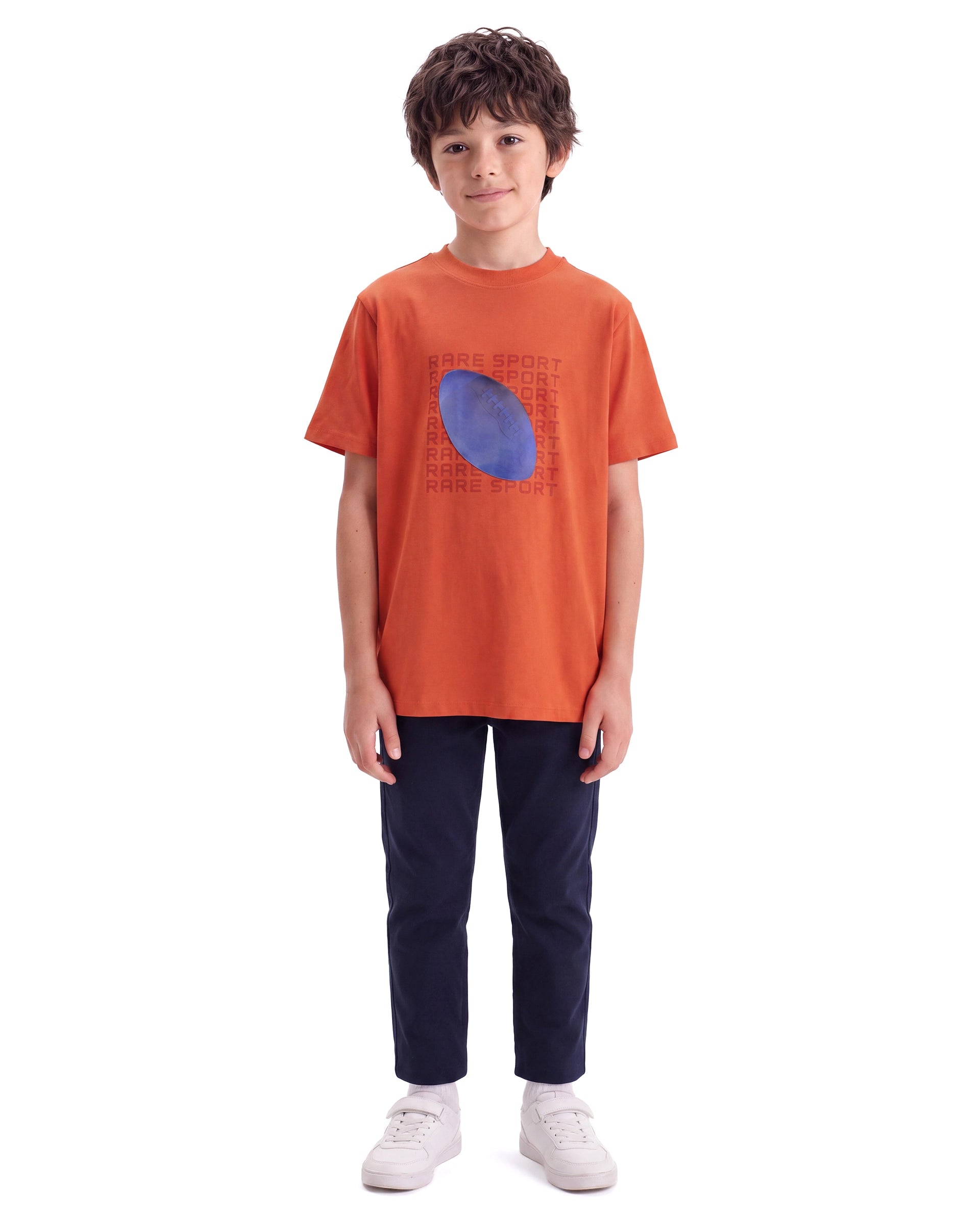 Rare Ones Kids Frans Rust Cotton Blend Fabric Pull-On Regular Fit Graphic Print T-Shirt