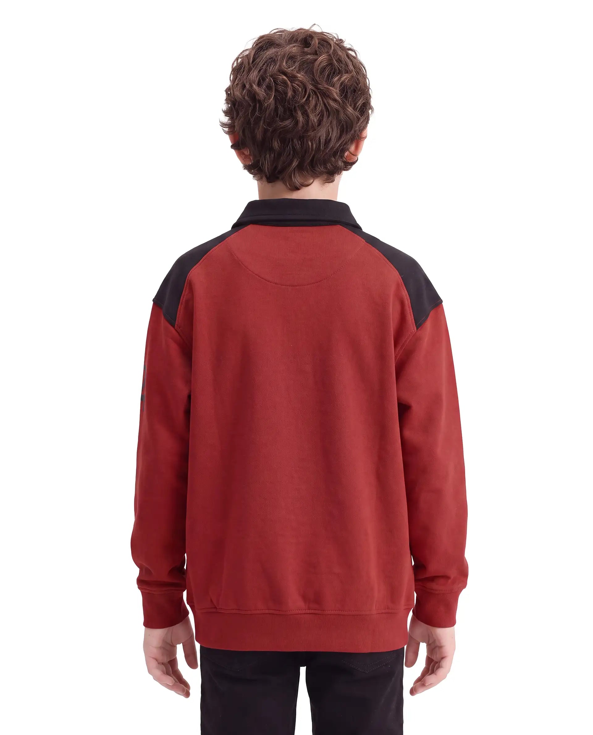 Rare Ones Kids Lars Rust Cotton Blend Fabric Spread Collar Button Closure Oversized Fit Graphic Print Polo