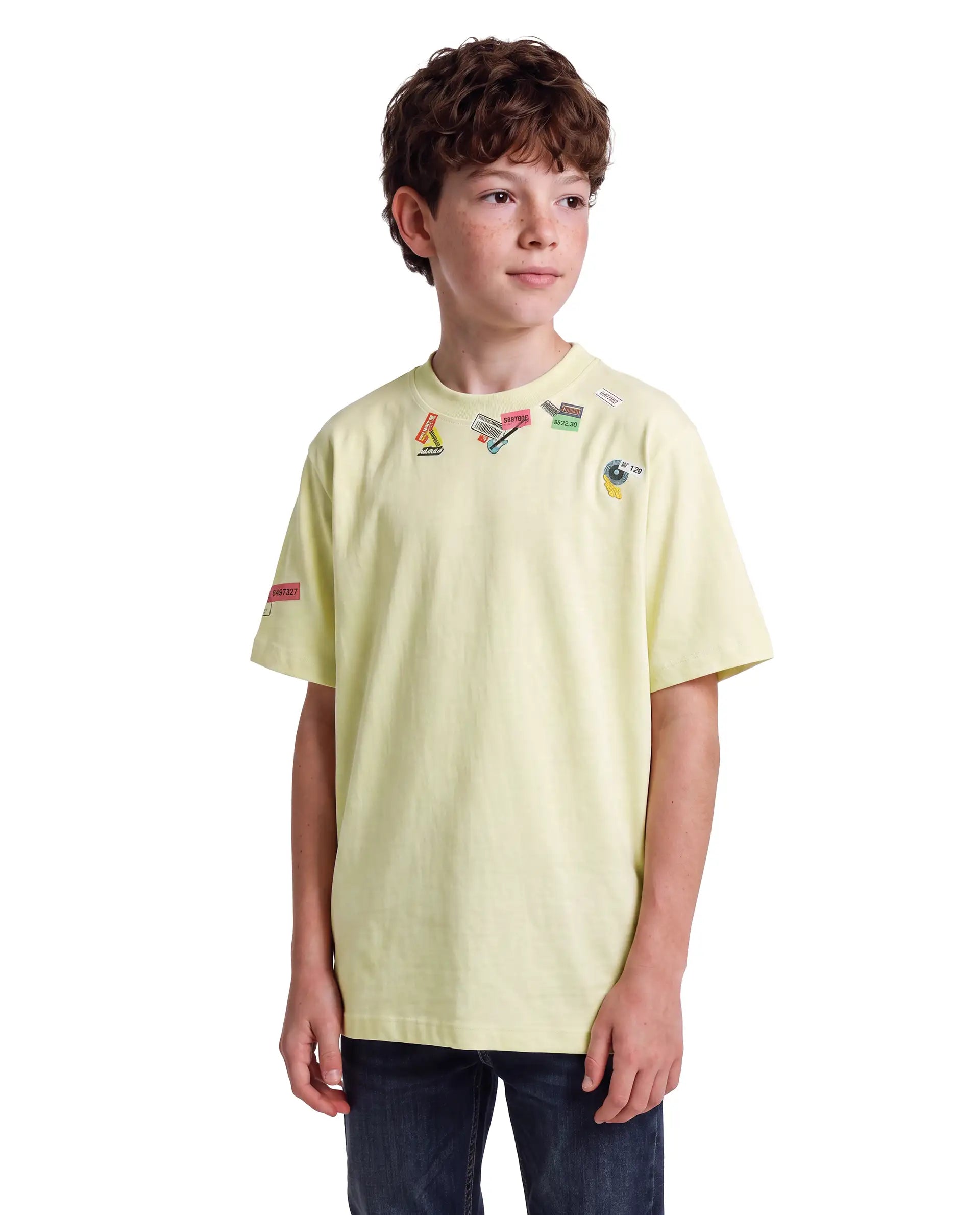 Rare Ones Kids Stilo Fluorescent Yellow Cotton Fabric Pull-On Regular Fit Printed T-Shirt