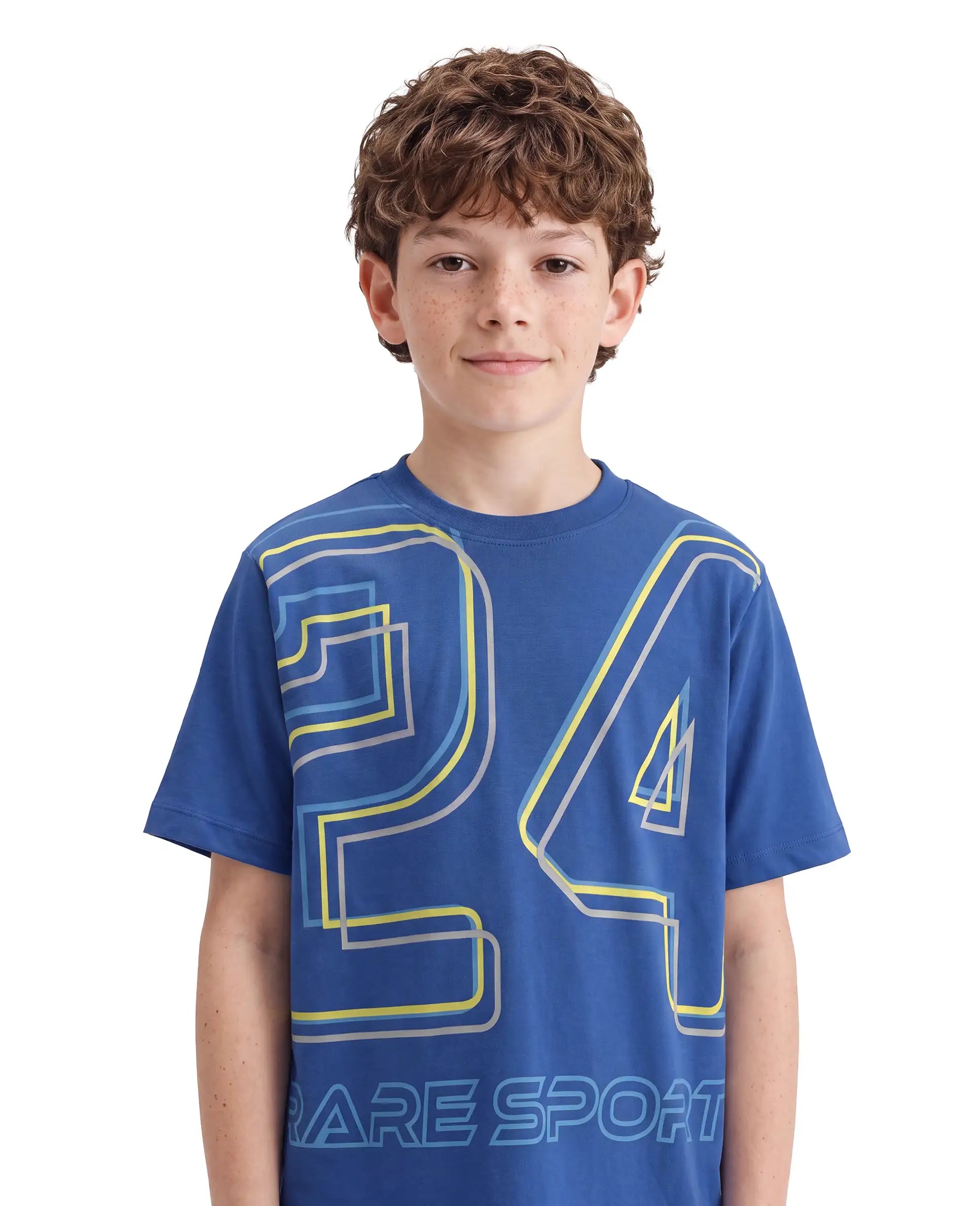Rare Ones Kids Svant Blue Cotton Fabric Pull-On Regular Fit Graphic Print T-Shirt