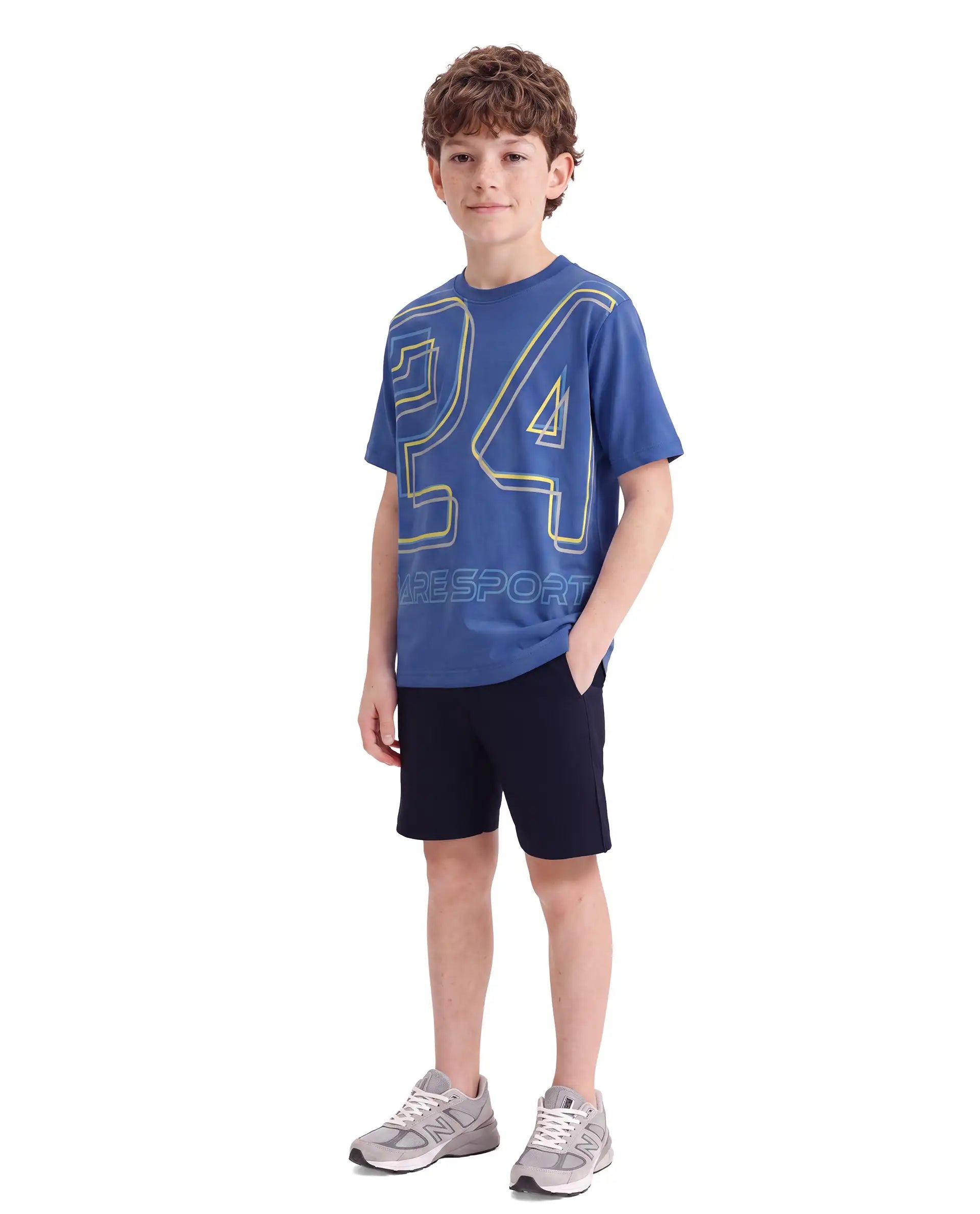 Rare Ones Kids Svant Blue Cotton Fabric Pull-On Regular Fit Graphic Print T-Shirt