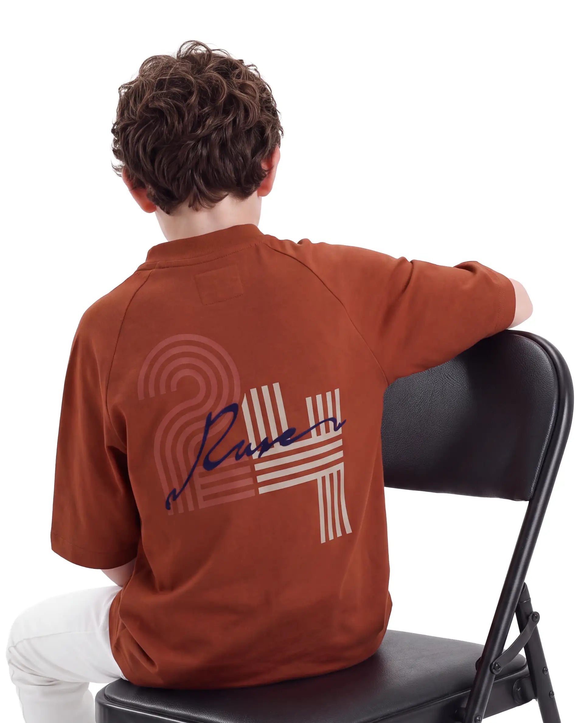 Rare Ones Kids Travis Rust Cotton Fabric Pull-On Oversized Fit Graphic Print T-Shirt