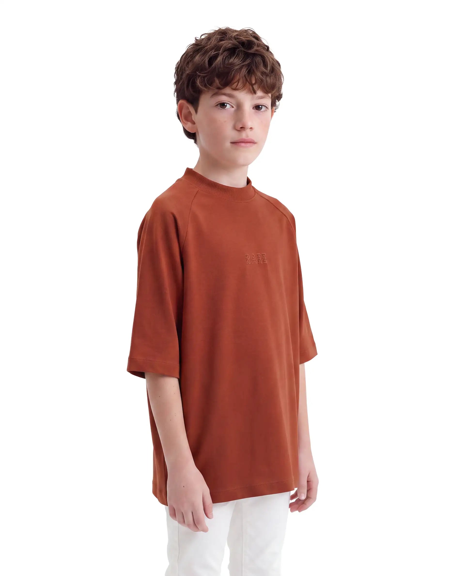 Rare Ones Kids Travis Rust Cotton Fabric Pull-On Oversized Fit Graphic Print T-Shirt