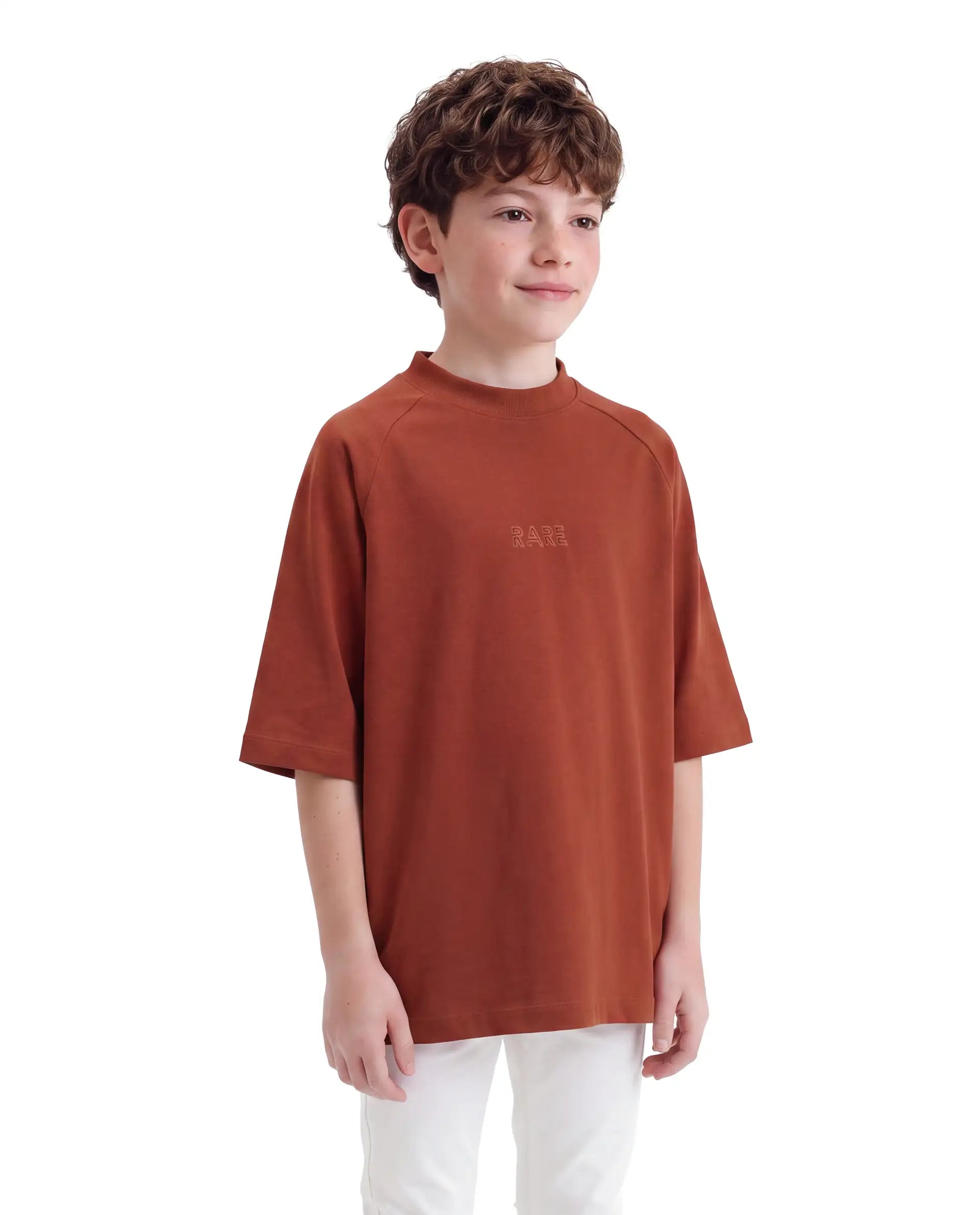 Rare Ones Kids Travis Rust Cotton Fabric Pull-On Oversized Fit Graphic Print T-Shirt