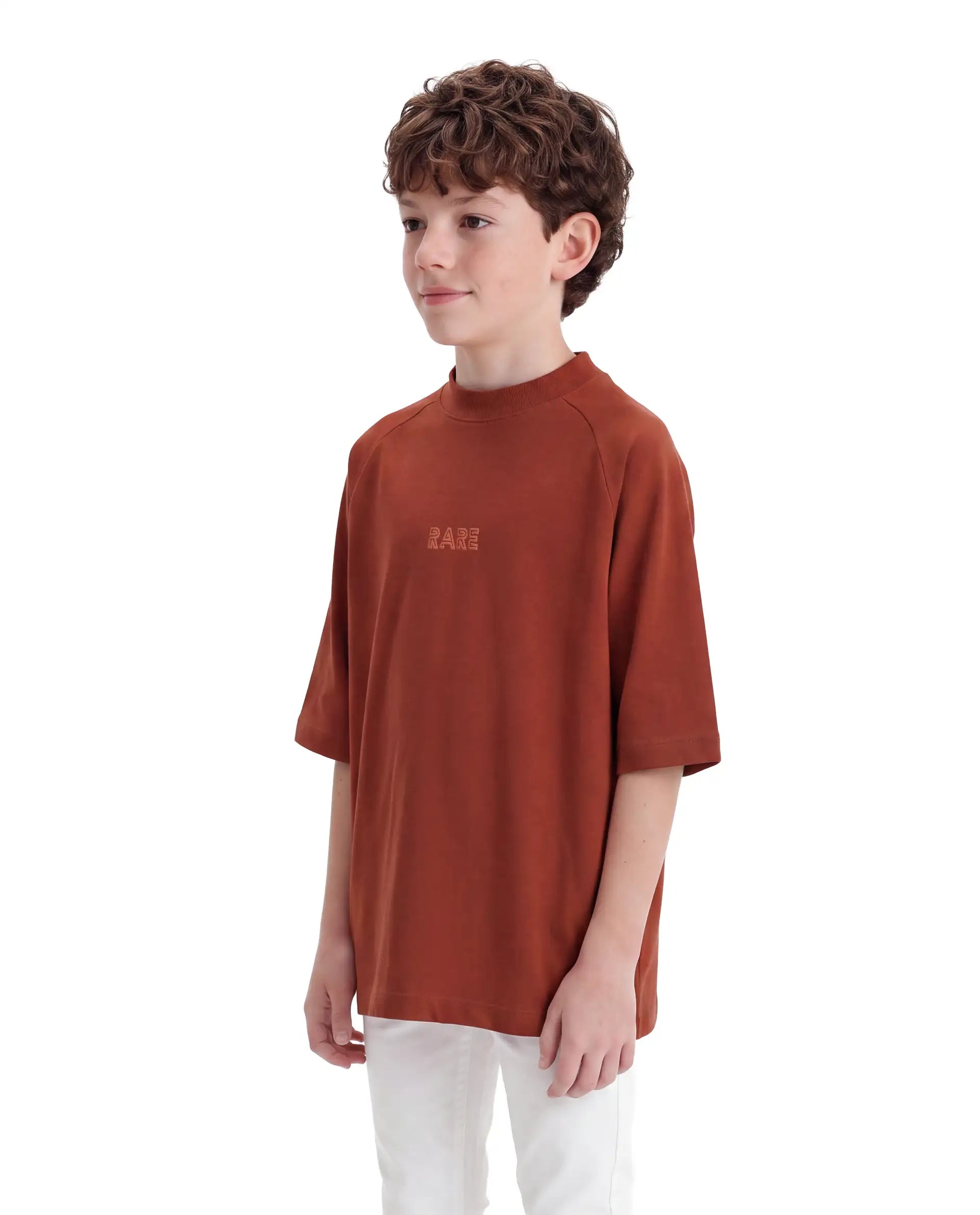 Rare Ones Kids Travis Rust Cotton Fabric Pull-On Oversized Fit Graphic Print T-Shirt