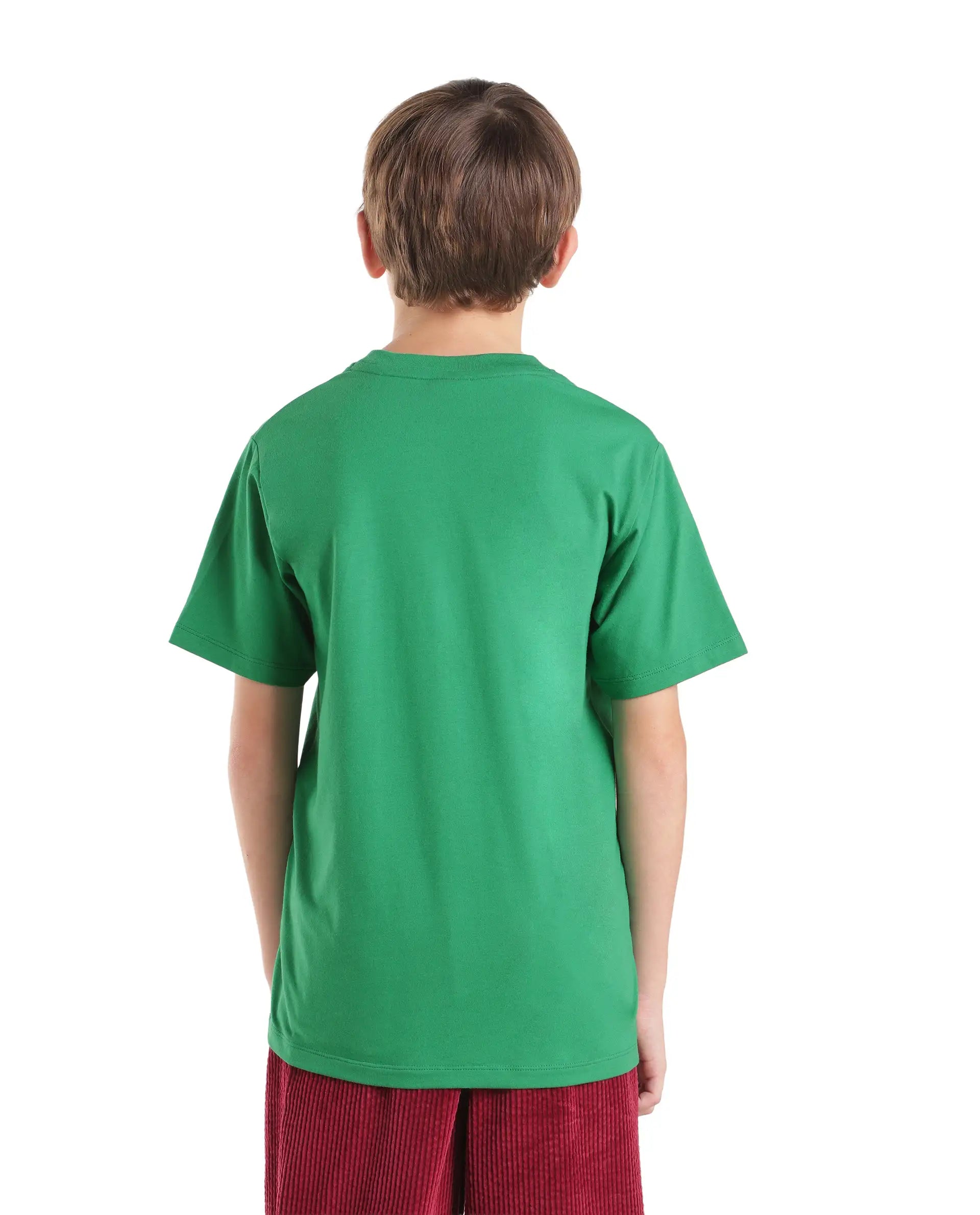 Rare Ones Kids Walko Green Cotton Blend Fabric Pull-On Regular Fit Graphic Print T-Shirt
