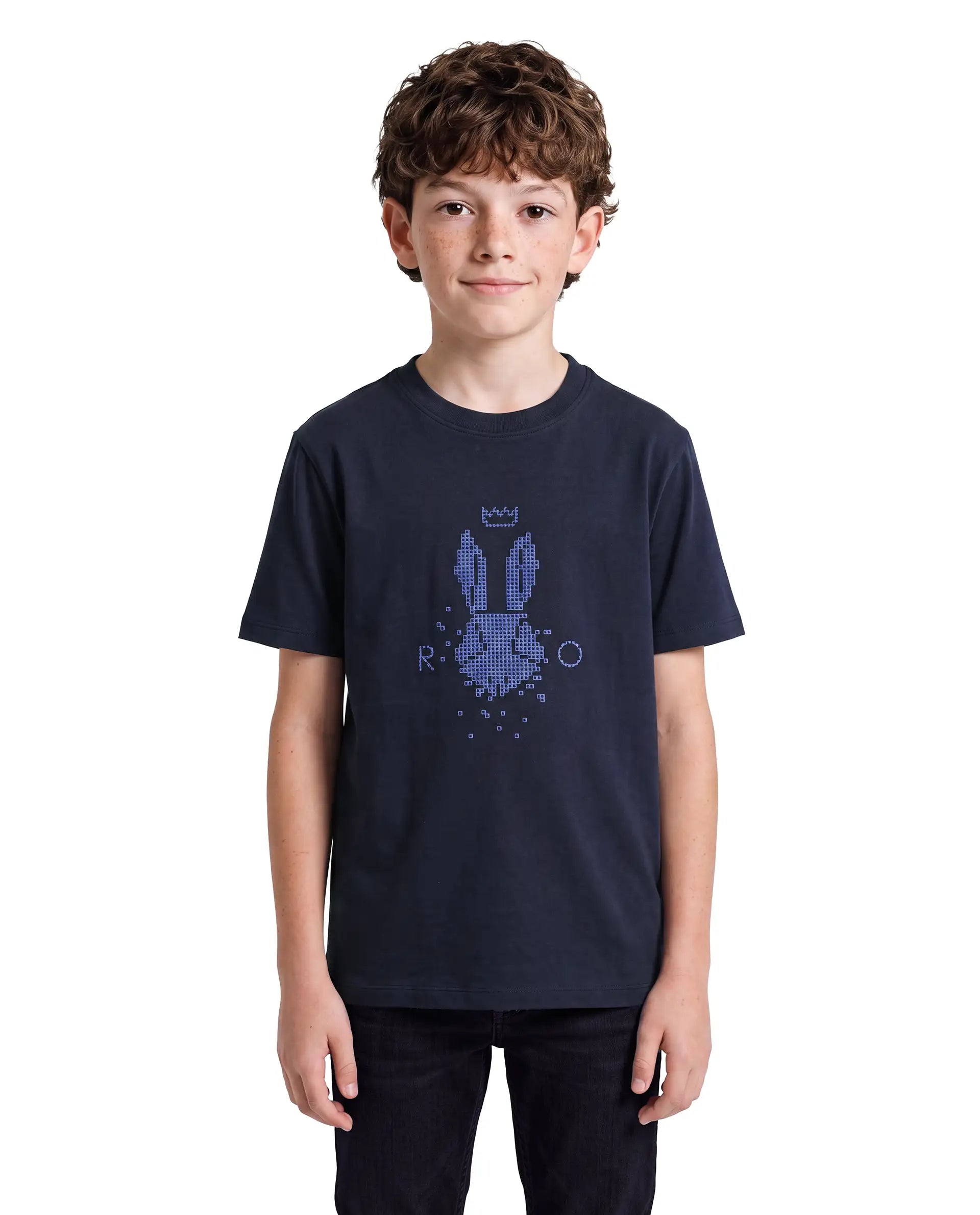 Rare Ones Kids Walko Navy Cotton Blend Fabric Pull-On Regular Fit Graphic Print T-Shirt