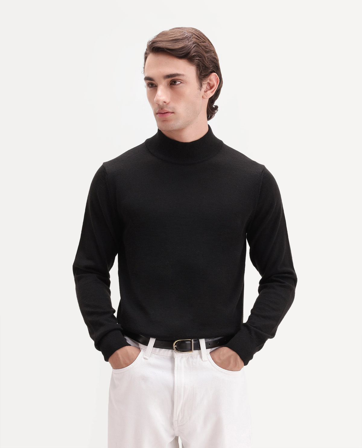 Rare Rabbit Men's Bren Black Acrylic Blend Regular Fit Plain Sweater