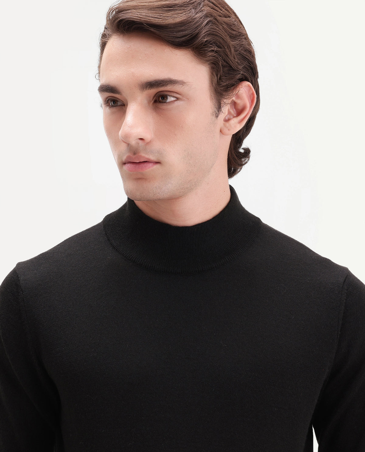 Rare Rabbit Men's Bren Black Acrylic Blend Regular Fit Plain Sweater
