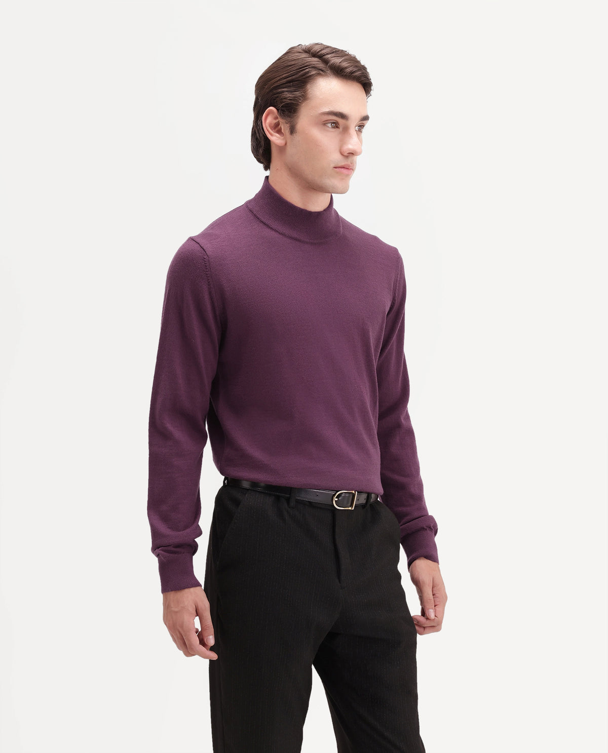 Rare Rabbit Men's Bren Dark Brown Acrylic Blend Regular Plain Fit Sweater