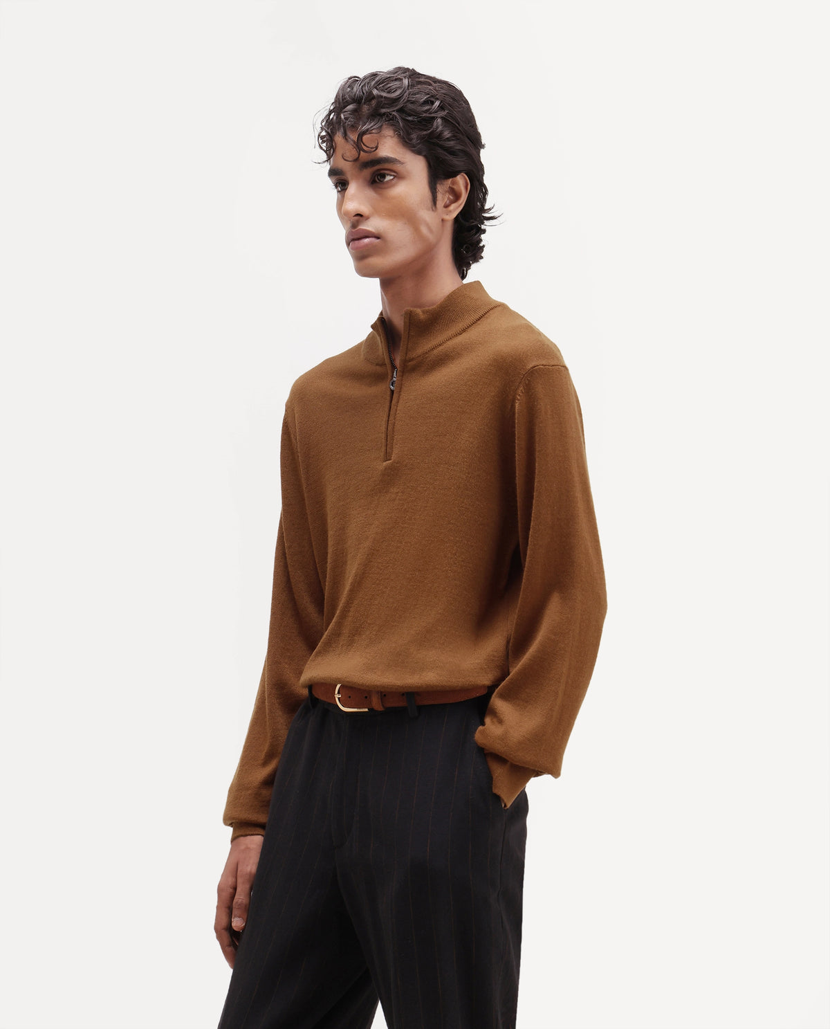 Rare Rabbit Men's Niff Rust Acrylic Blend Zipper Regular Fit Sweater - image 5