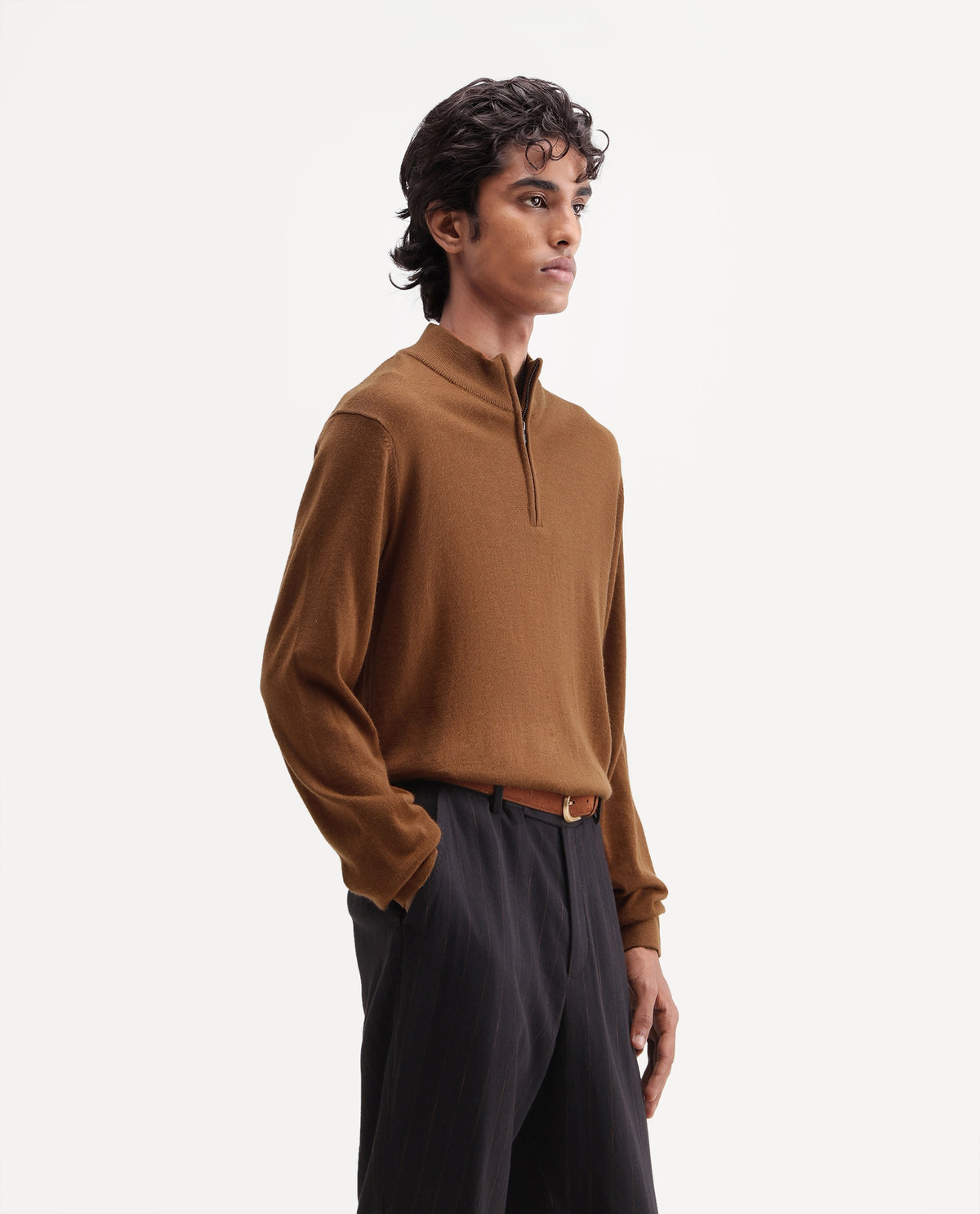 Rare Rabbit Men's Niff Rust Acrylic Blend Zipper Regular Fit Sweater - image 6