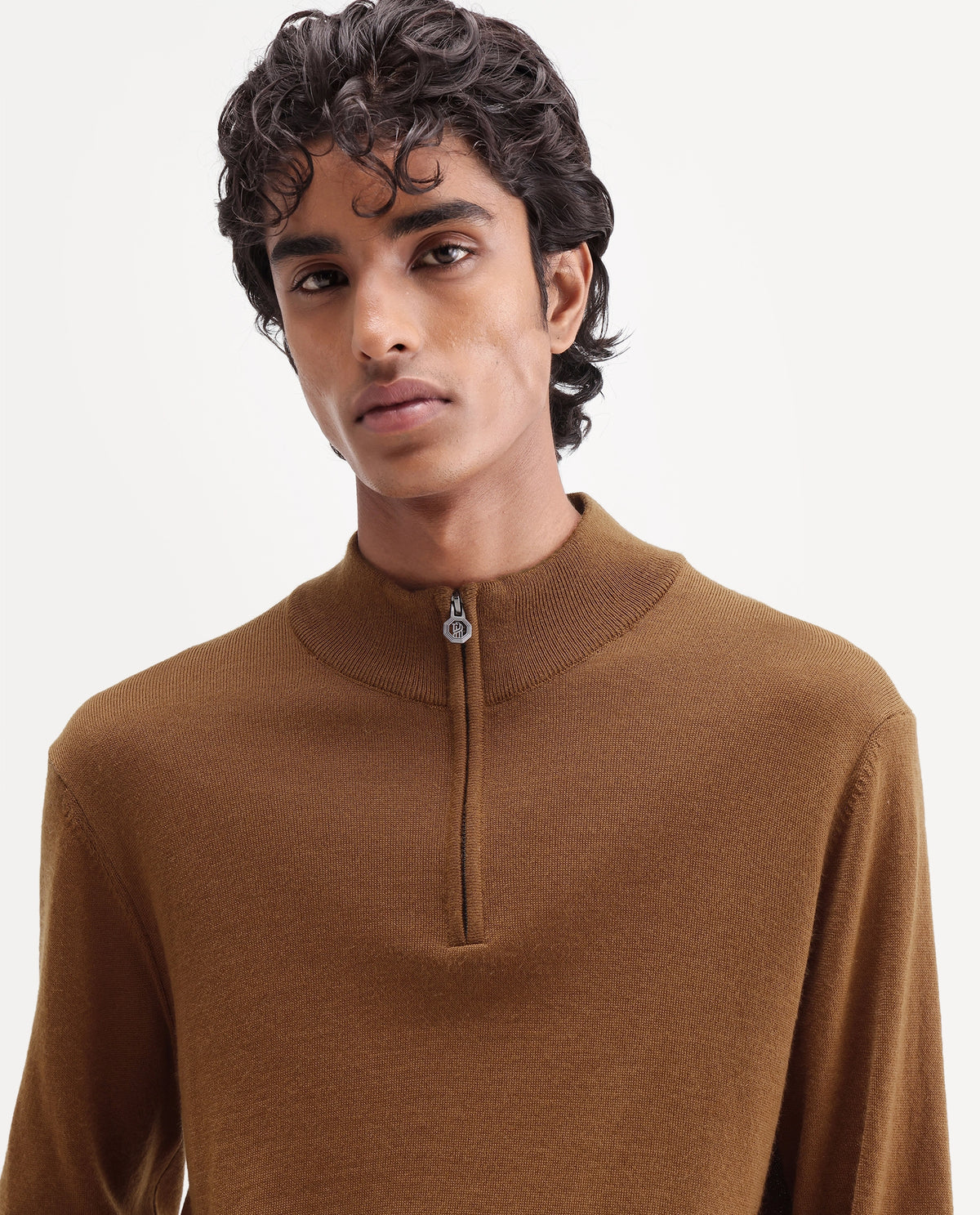 Rare Rabbit Men's Niff Rust Acrylic Blend Zipper Regular Fit Sweater - image 3