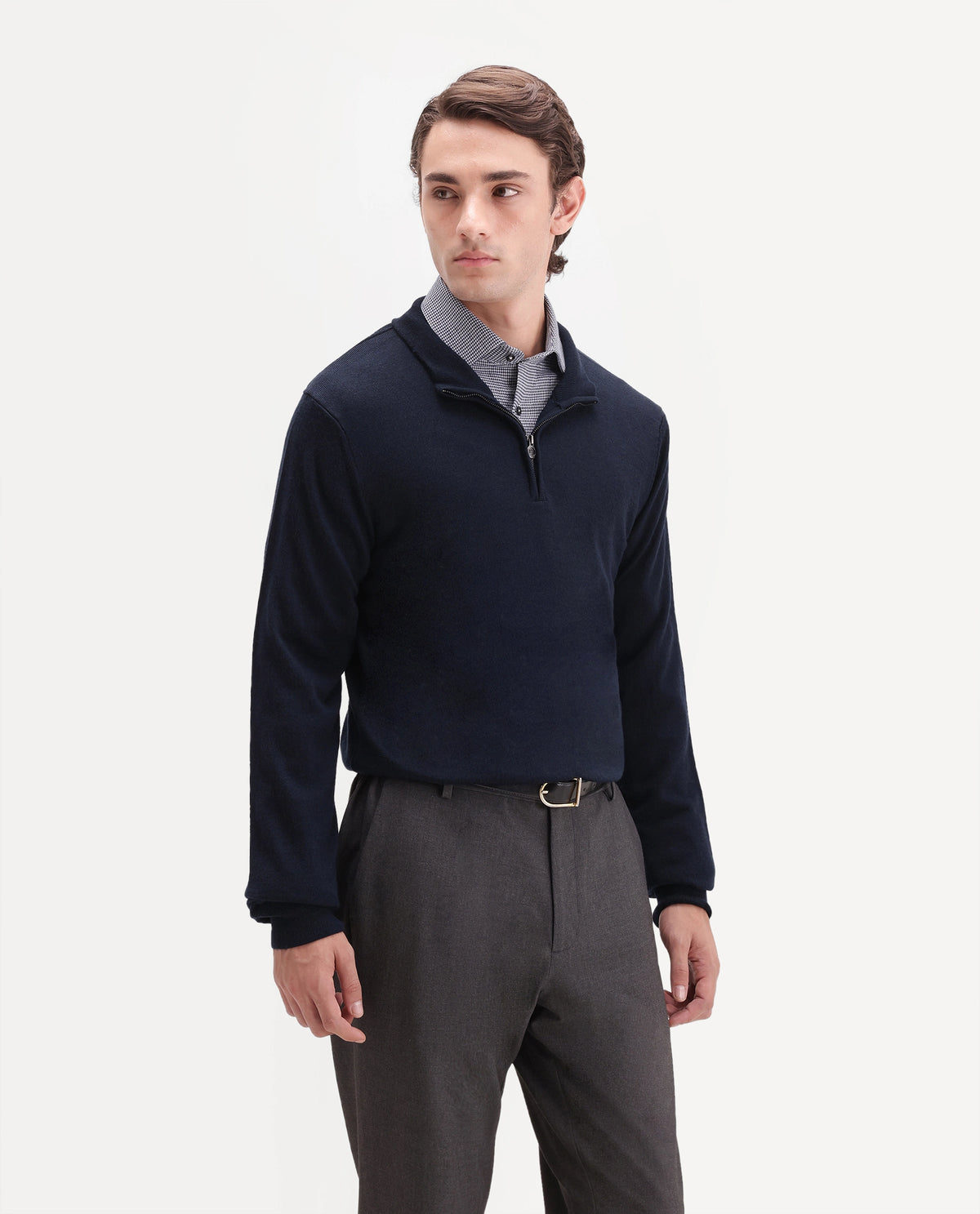 Rare Rabbit Men's Niff Navy Acrylic Blend Zipper Regular Fit Plain Sweater