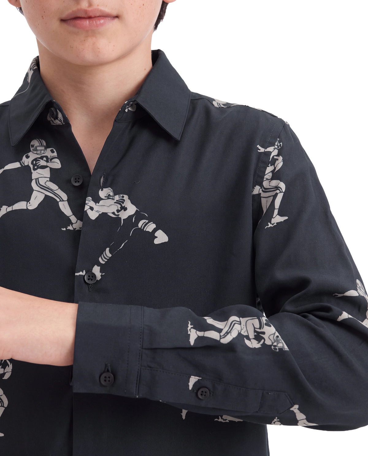 Rare Ones Kids Rugg Dark Navy Viscose Fabric Button Closure Regular Fit Digital Print Shirt