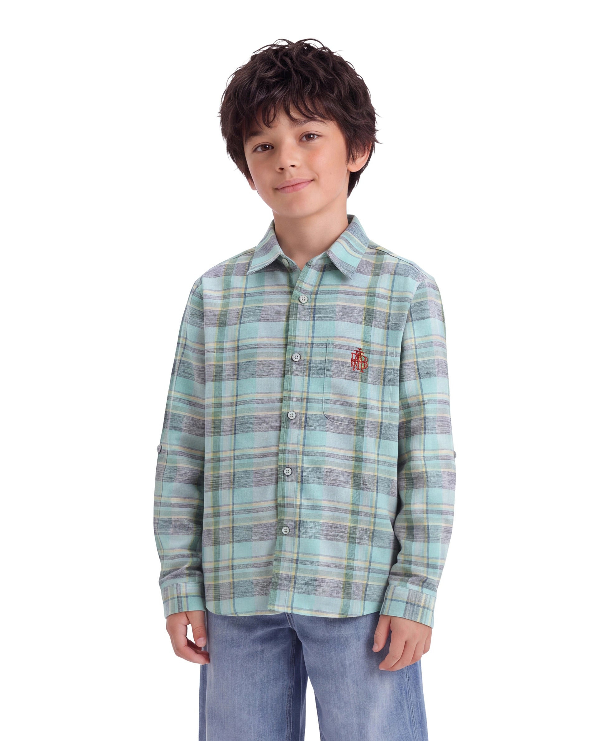 Rare Ones Kids Wats Multi Cotton Blend Fabric Button Closure Regular Fit Embroidered Shirt