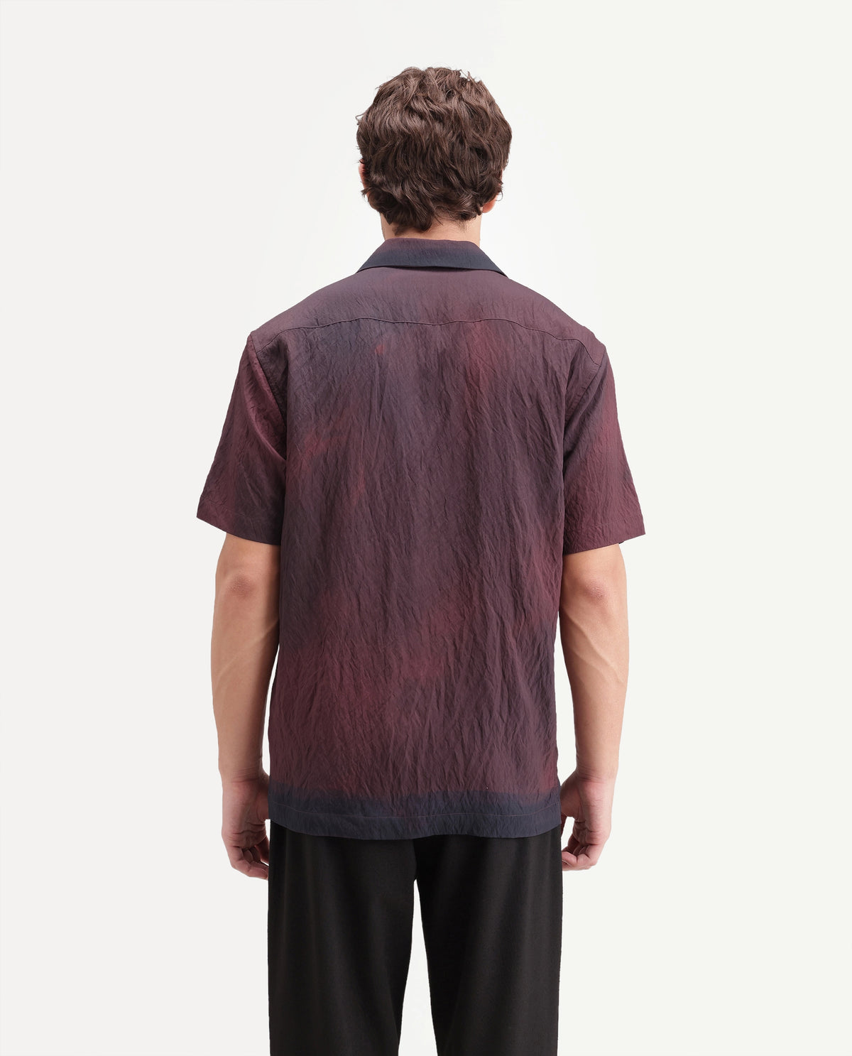 Rare Rabbit Men's Bruno Maroon Viscose Blend Button Relaxed Fit Digital Print Shirt