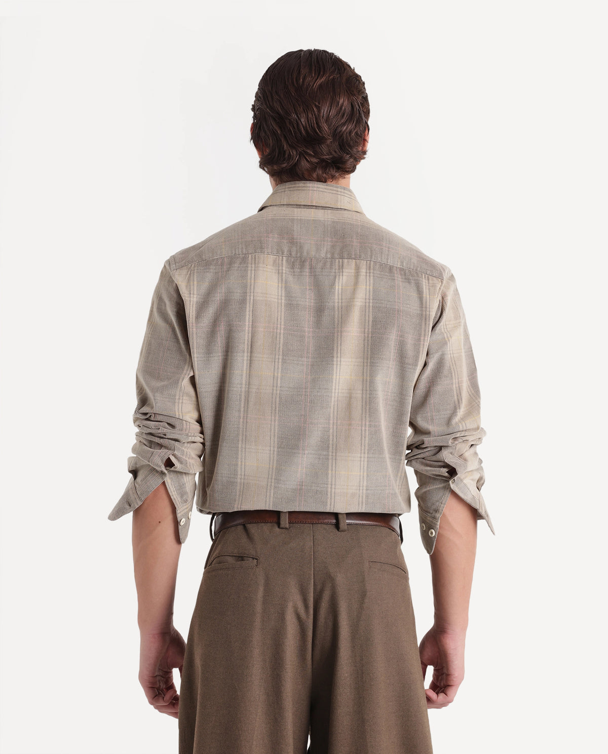 Rare Rabbit Men's Ezra Beige Cotton Button Regular Fit Checked Shirt