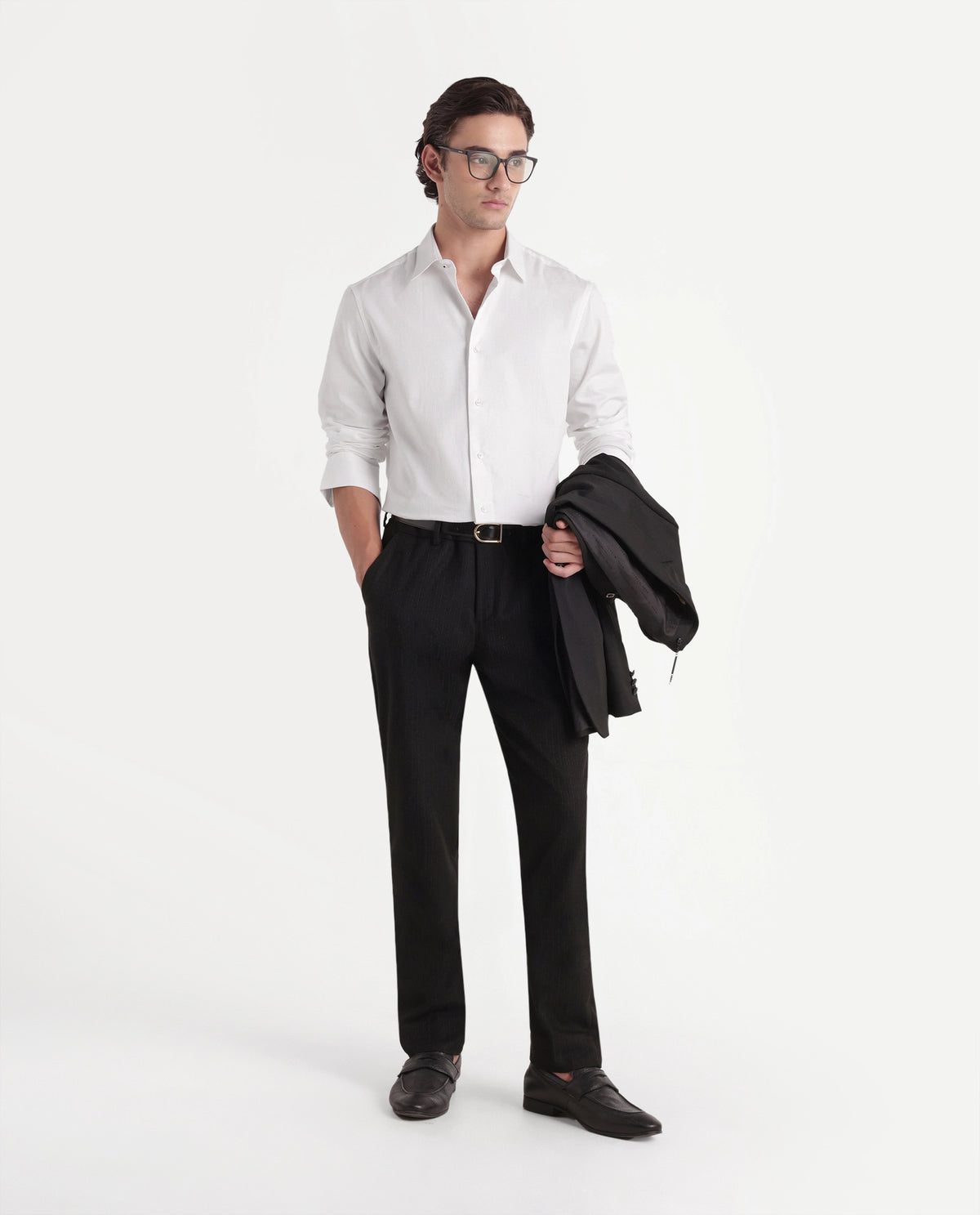 Rare Rabbit Men's Medis White Cotton Button Regular Fit Plain Shirt