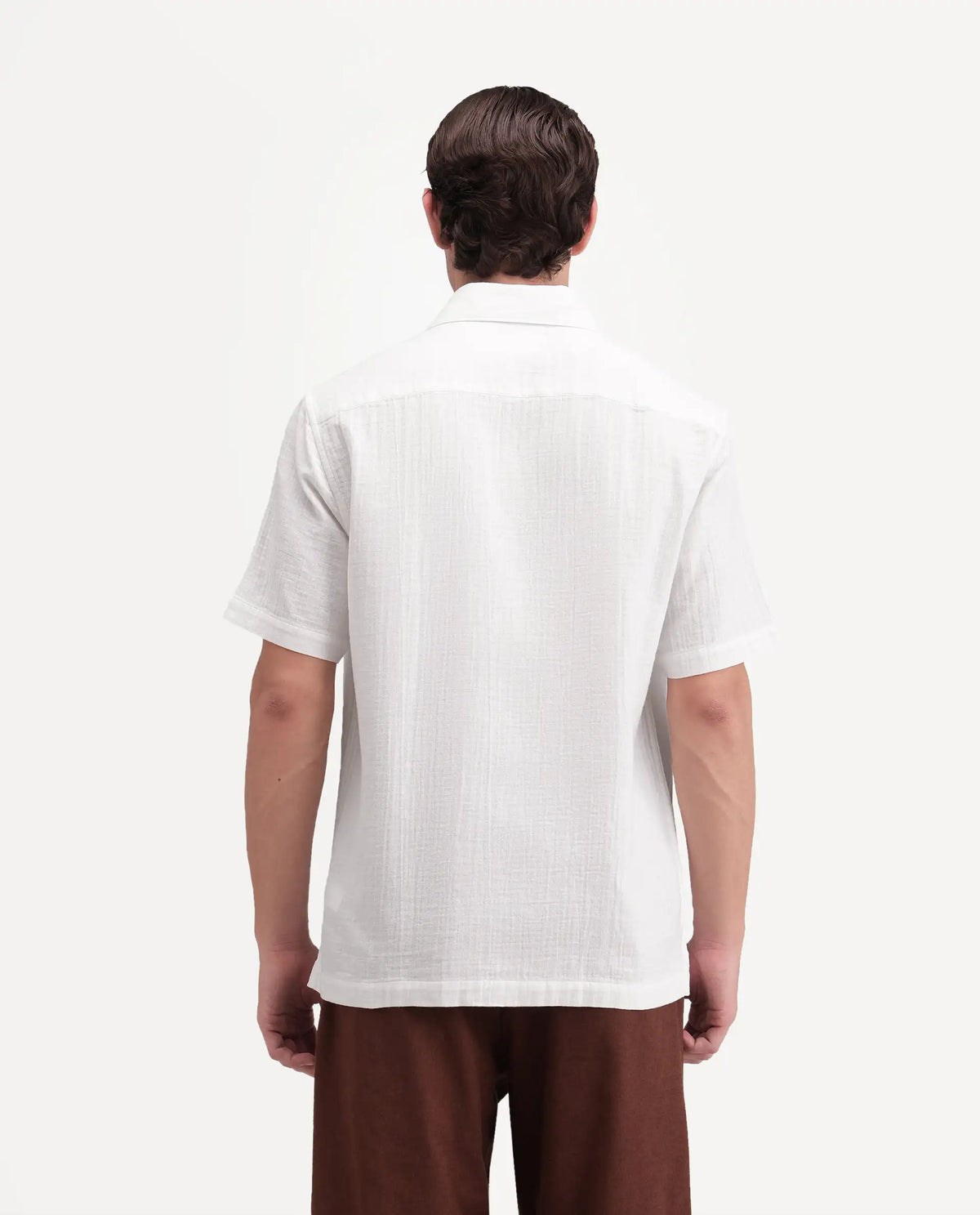 Rare Rabbit Men's Layerr Ss-A26 White Cotton Button Regular Fit Plain Shirt