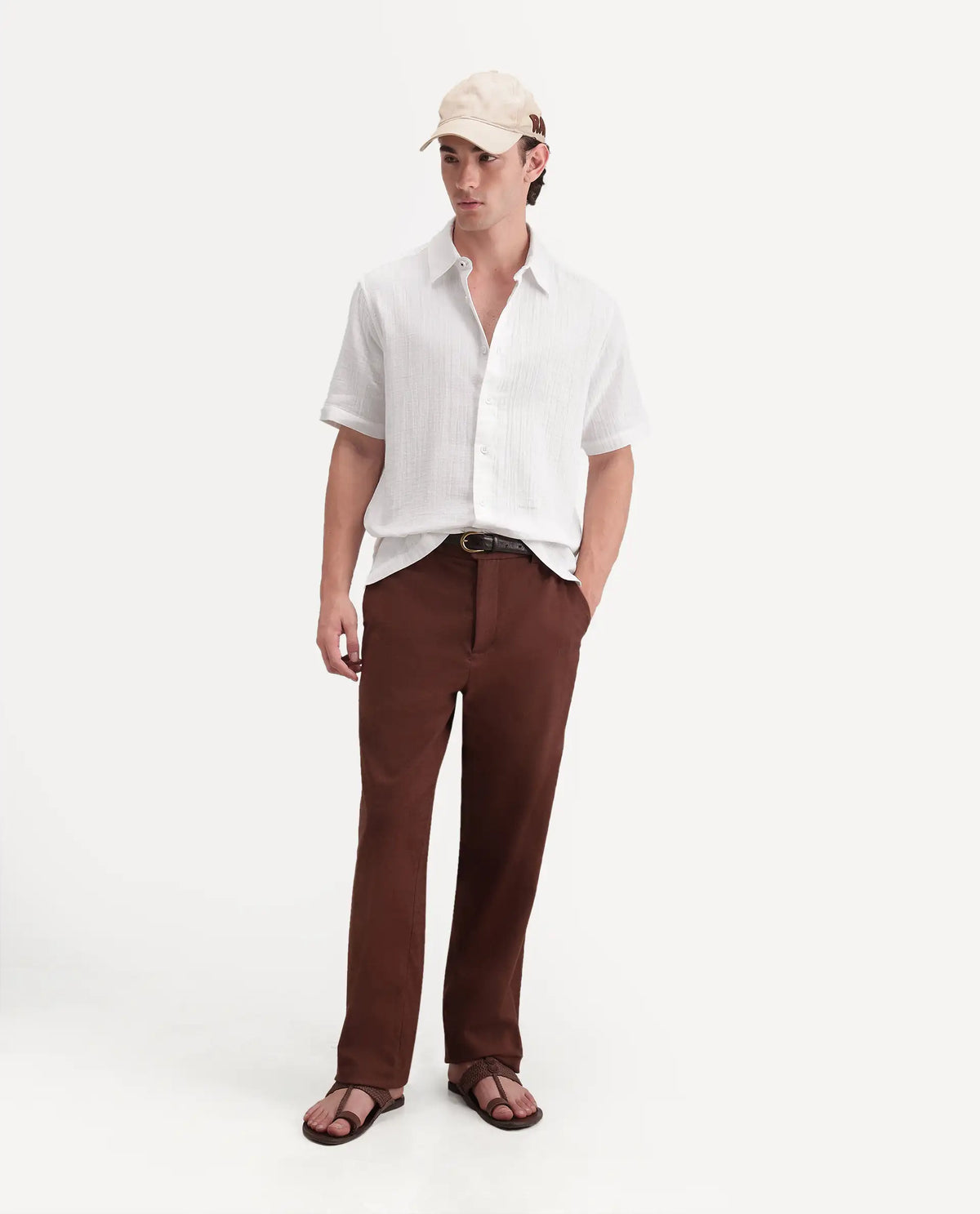 Rare Rabbit Men's Layerr Ss-A26 White Cotton Button Regular Fit Plain Shirt