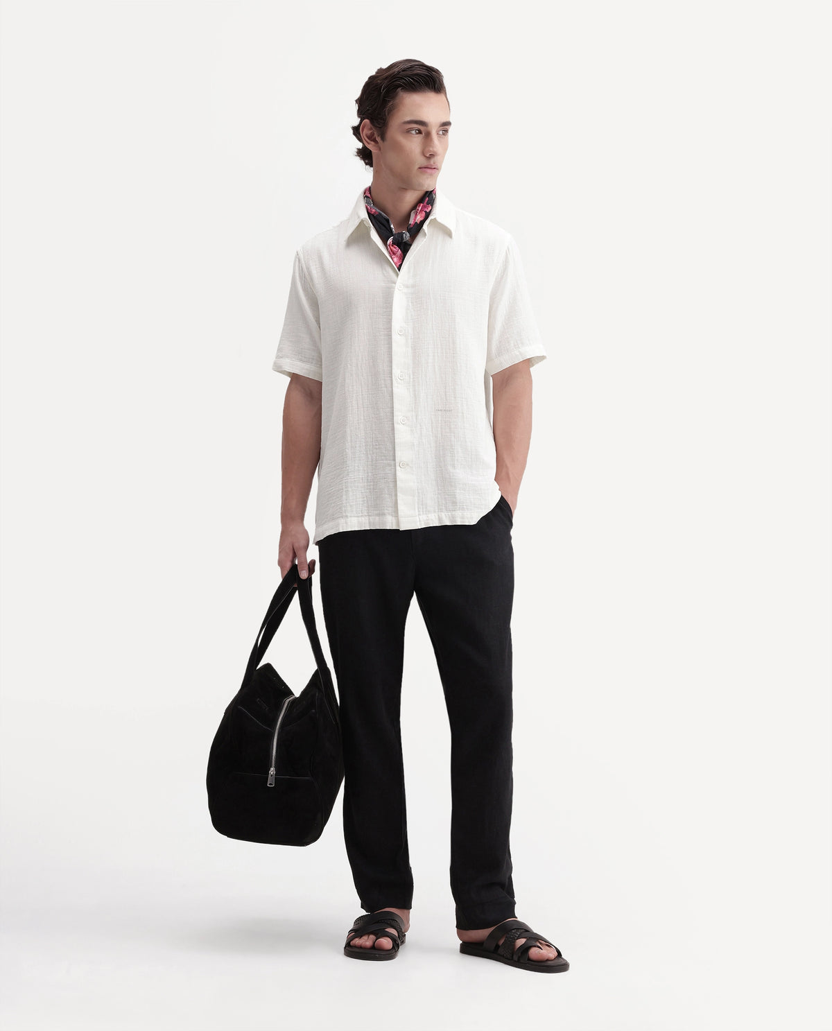 Rare Rabbit Men's Layerr Ss-A26 Off White Cotton Button Regular Fit Plain Shirt