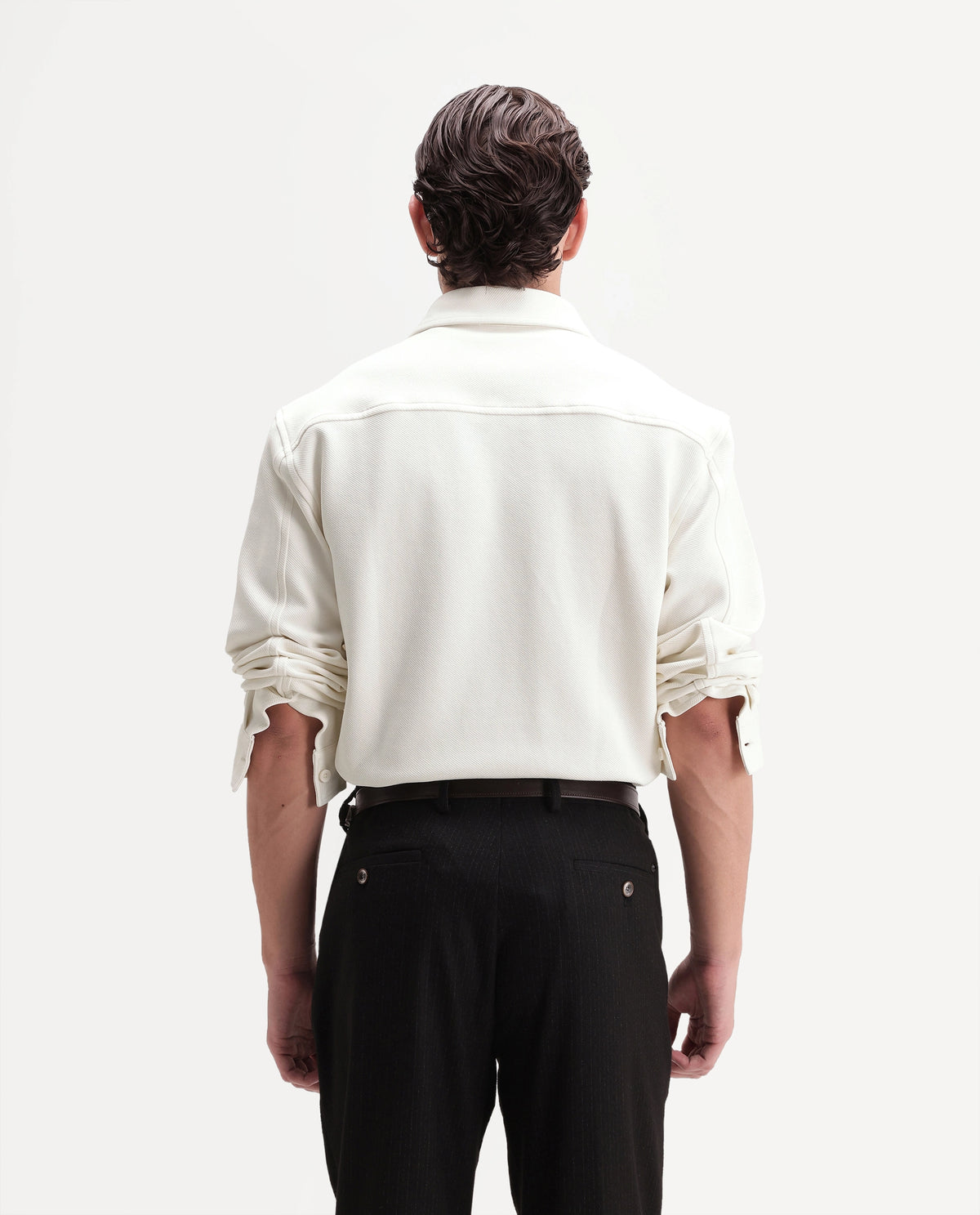 Rare Rabbit Men's Syra Off White Cotton Blend Button Relaxed Fit Plain Shirt