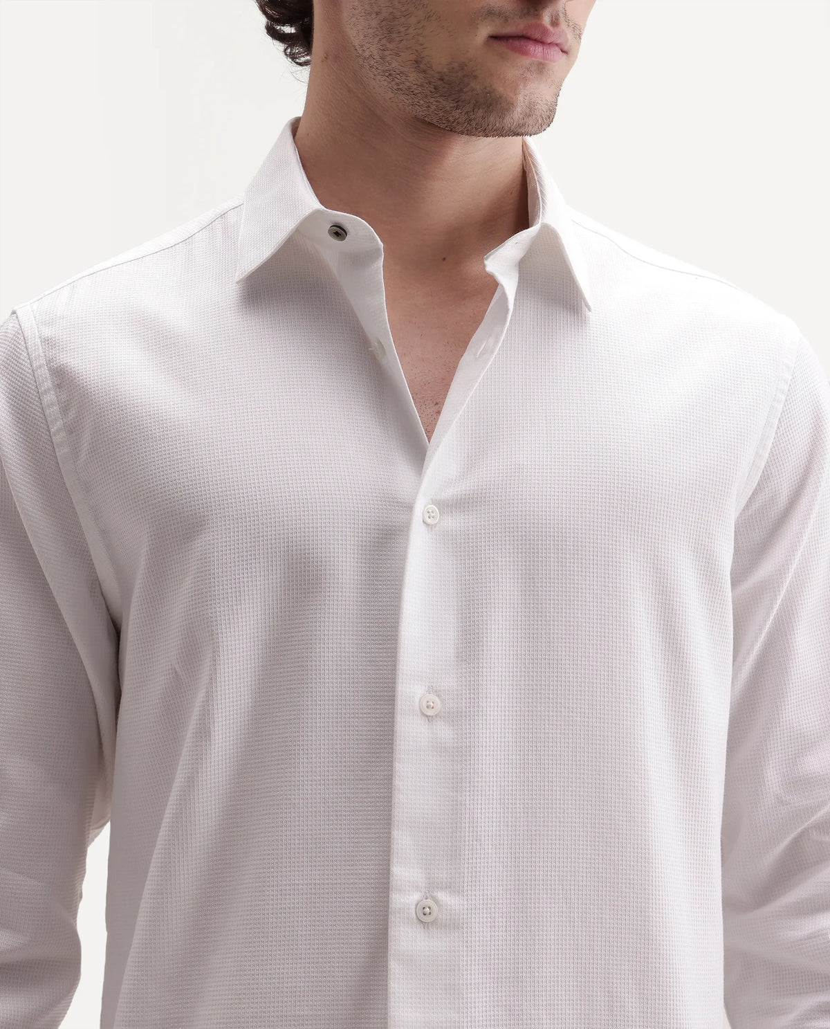 Rare Rabbit Men's Ryan White Cotton Button Regular Fit Plain Shirt