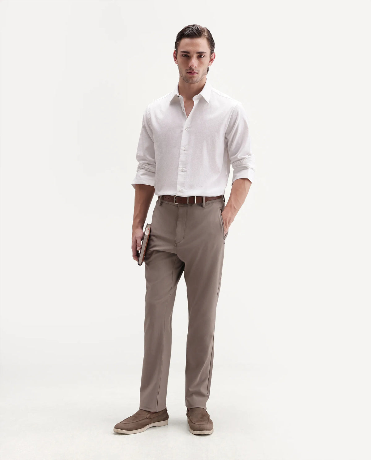 Rare Rabbit Men's Ryan White Cotton Button Regular Fit Plain Shirt