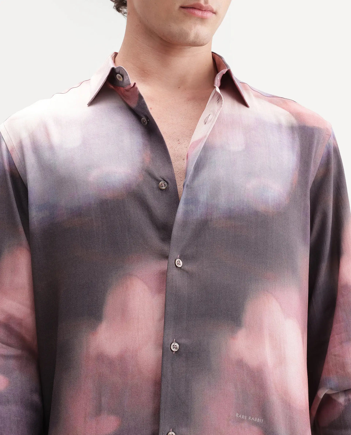 Rare Rabbit Men's Kale Dusky Brown Viscose Blend Button Regular Fit Abstract Print Shirt