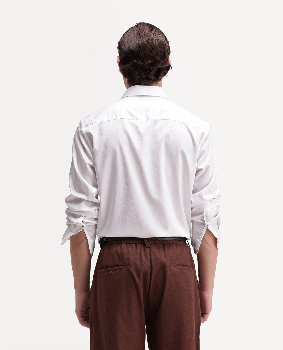 Rare Rabbit Men's Frosto White Cotton Button Regular Fit Jacquard Shirt