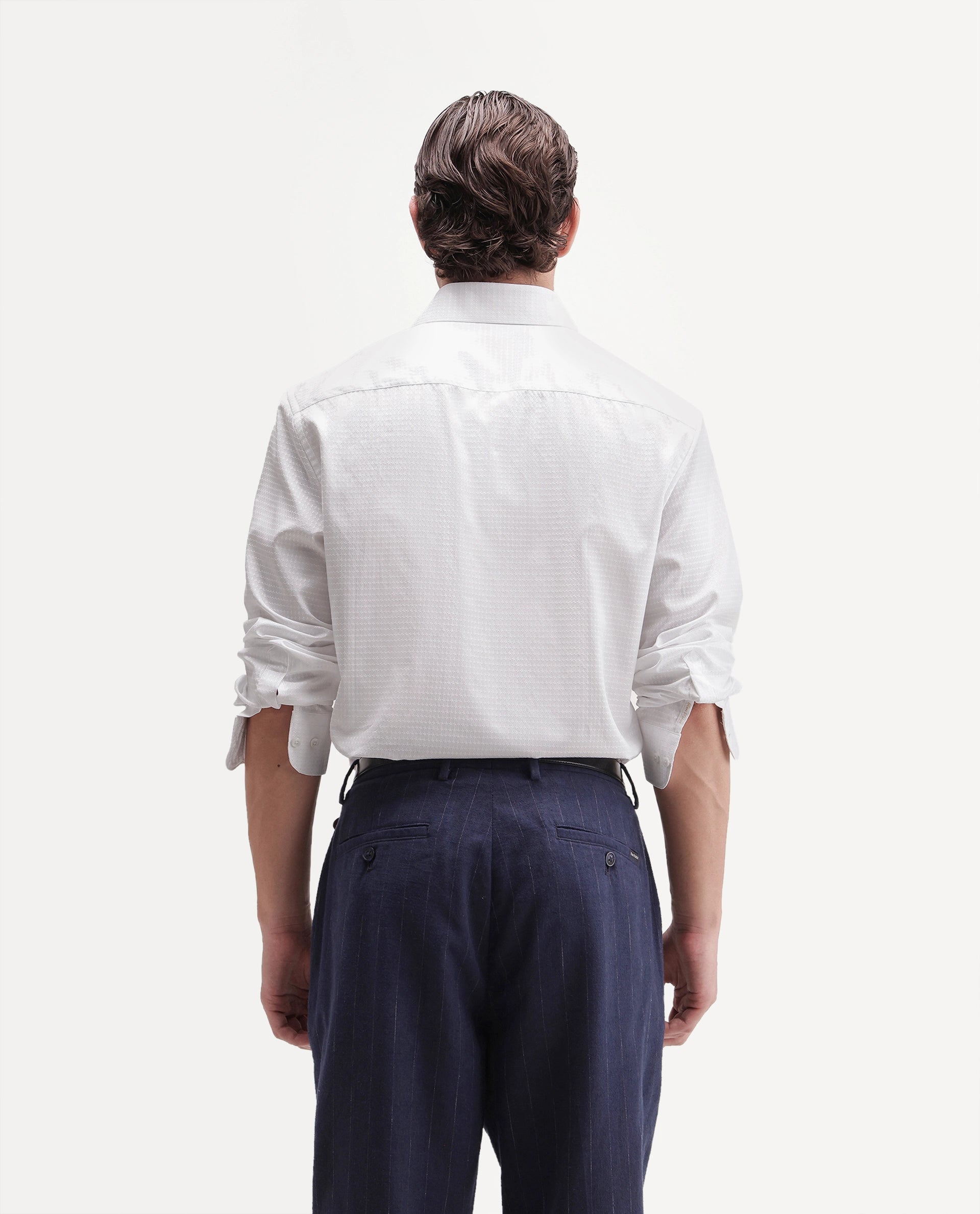 Rare Rabbit Men's Alder White Cotton Button Regular Fit Plain Shirt