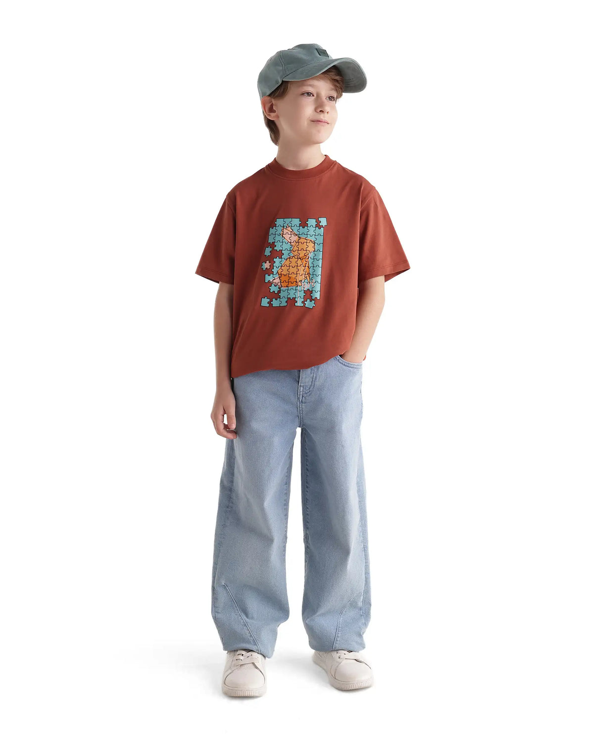 Rare Ones Kids Alarc Rust Cotton Blend Fabric Pull-On Regular Fit Graphic Print T-Shirt