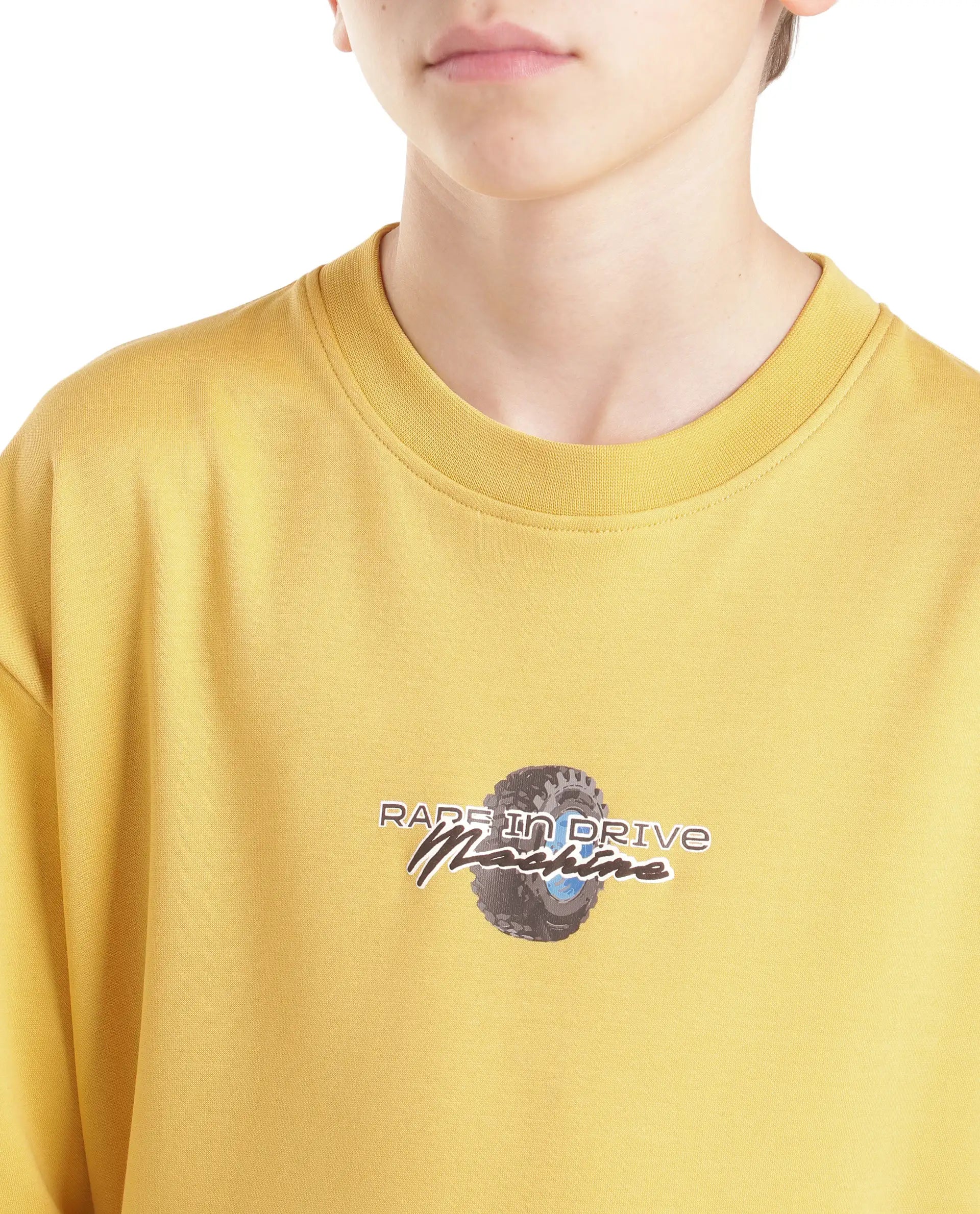 Rare Ones Kids Jamz Yellow Cotton Blend Fabric Pull-On Oversized Fit Graphic Print T-Shirt