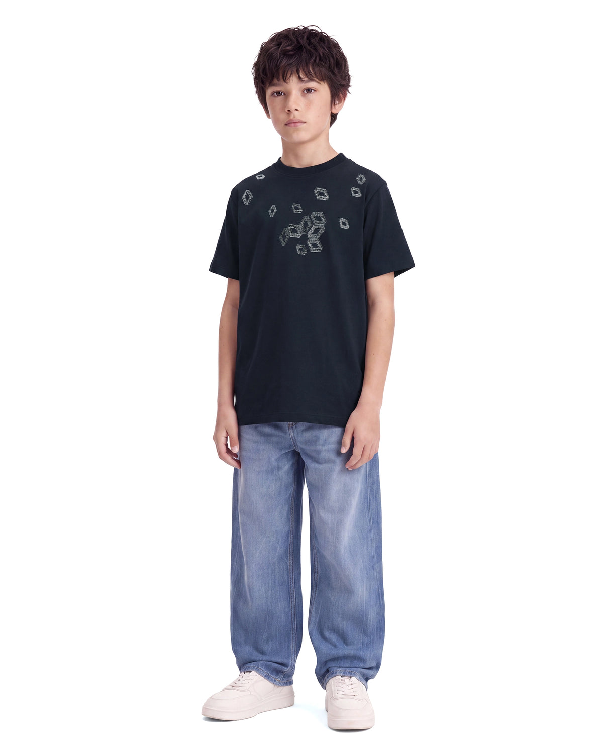 Rare Ones Kids Seol-K Navy Cotton Blend Fabric Pull-On Regular Fit Graphic Print T-Shirt