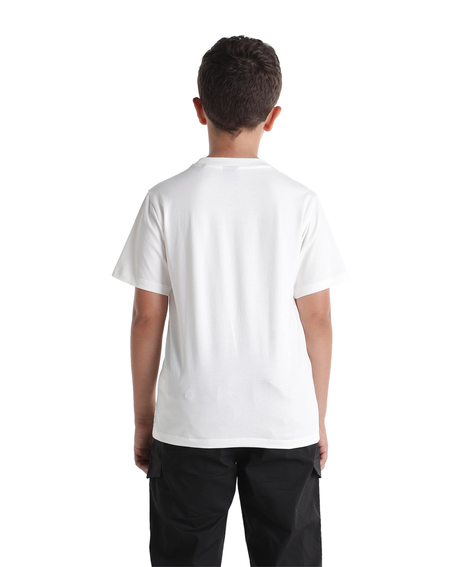 Rare Ones Kids Knight-k Off White Cotton Blend Fabric Pull-On Regular Fit Printed T-Shirt
