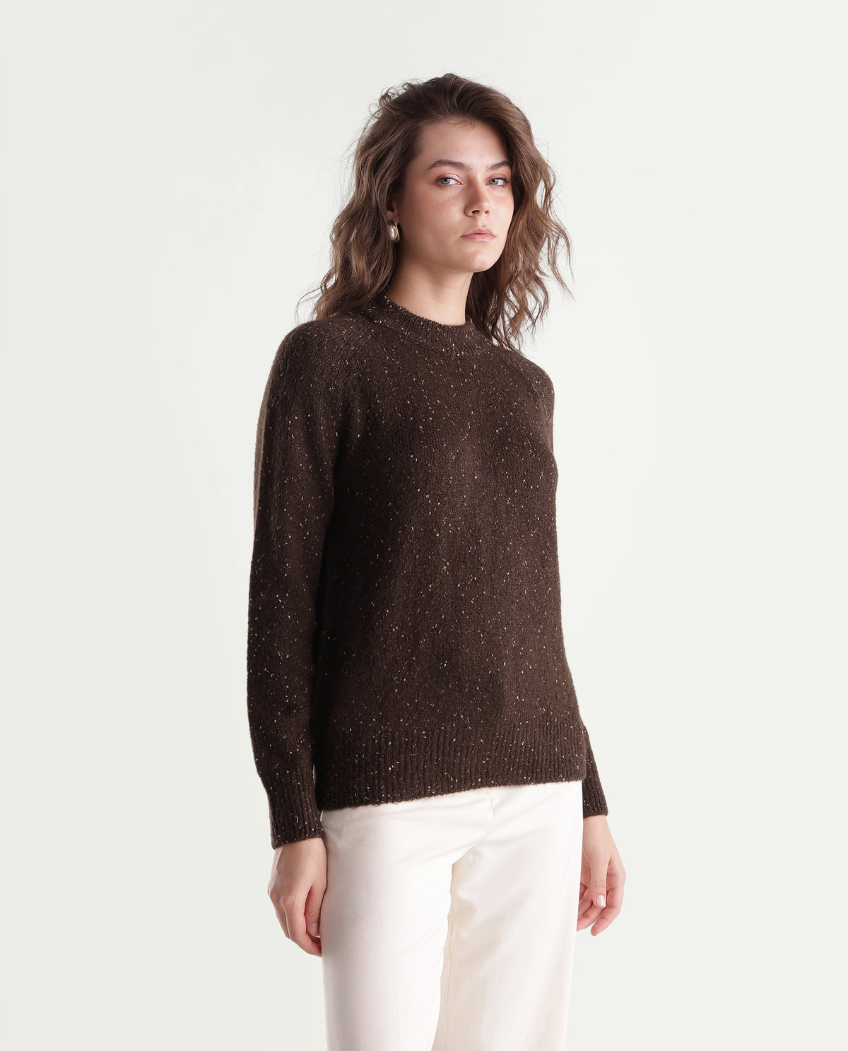 Rareism Women's Tinzolaw26 Dark Maroon Acrylic Blend Pull-On Relaxed Fit Plain Sweater