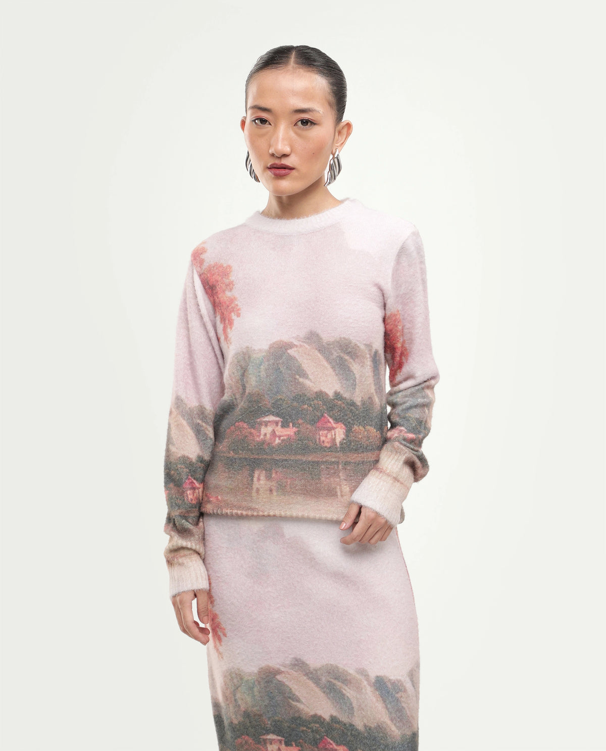 Rareism Women's Luro-T Dusky Multi Nylon Blend Pull-On Regular Fit Printed Sweater